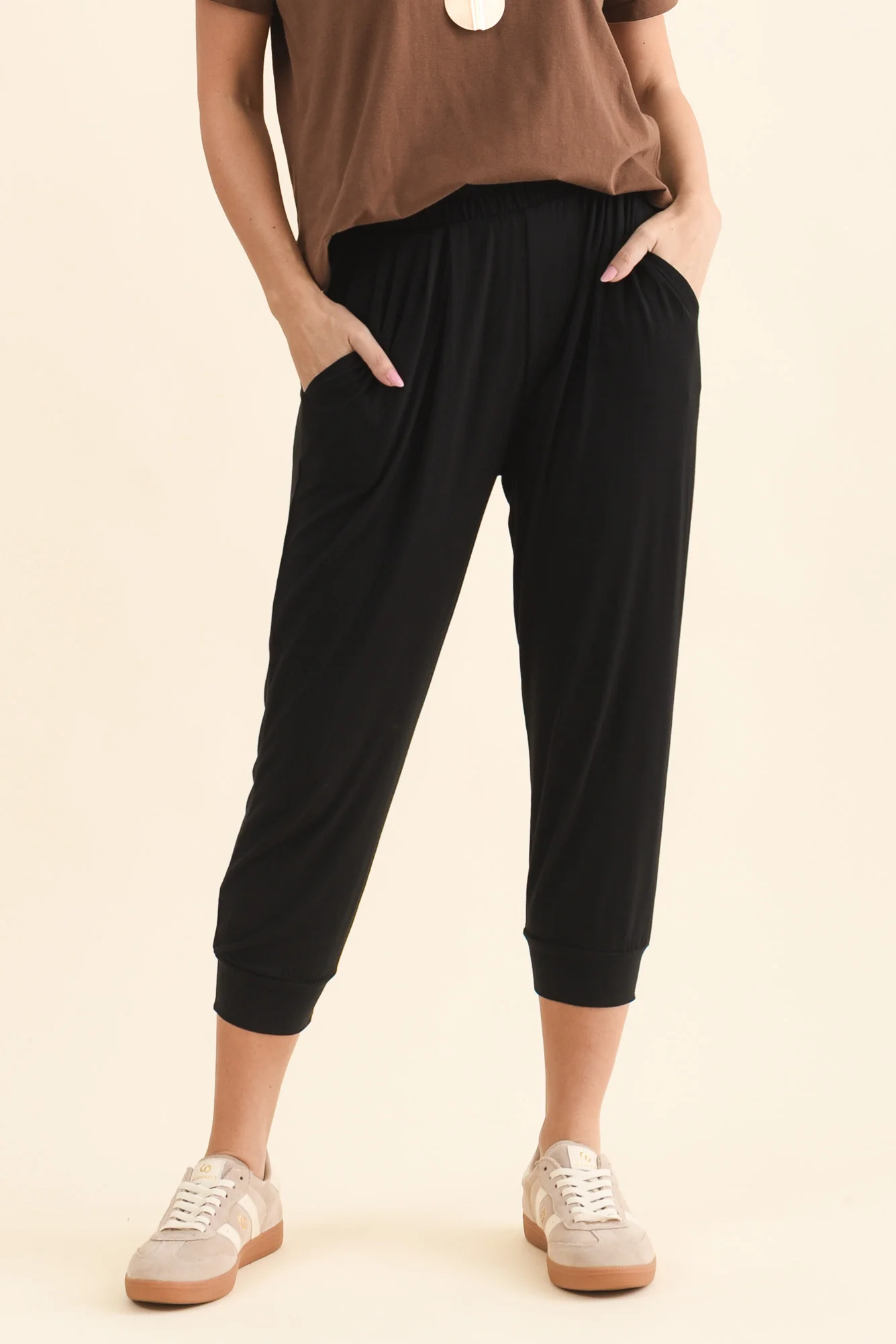 Louis Black Cropped Jogger Pants