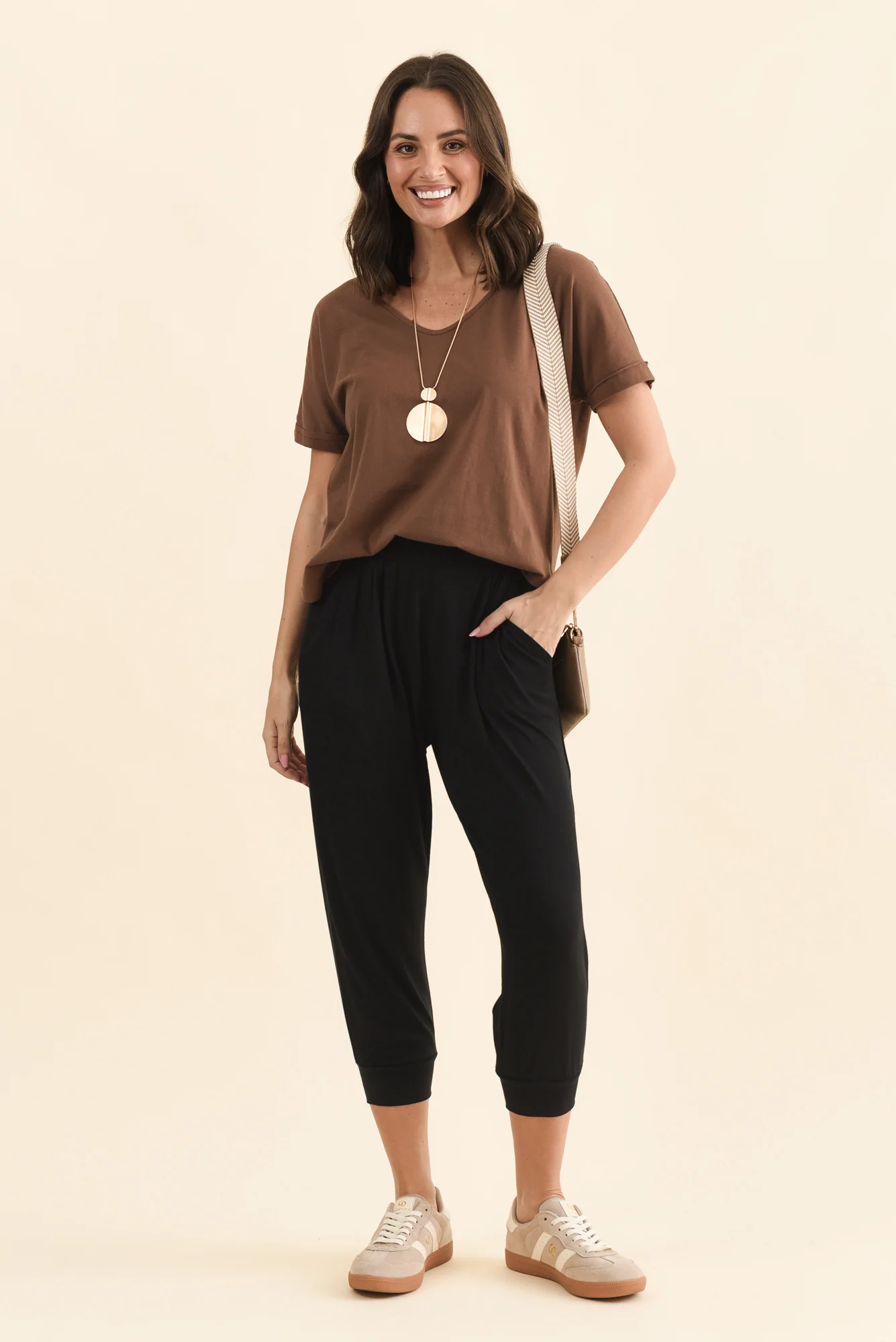 Louis Black Cropped Jogger Pants - Image 2