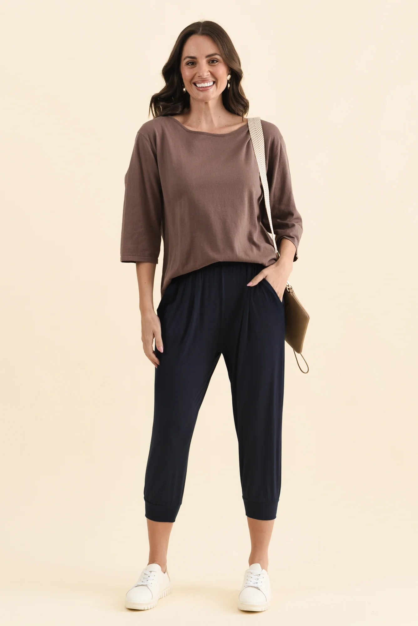 Louis Navy Cropped Jogger Pants - Image 2