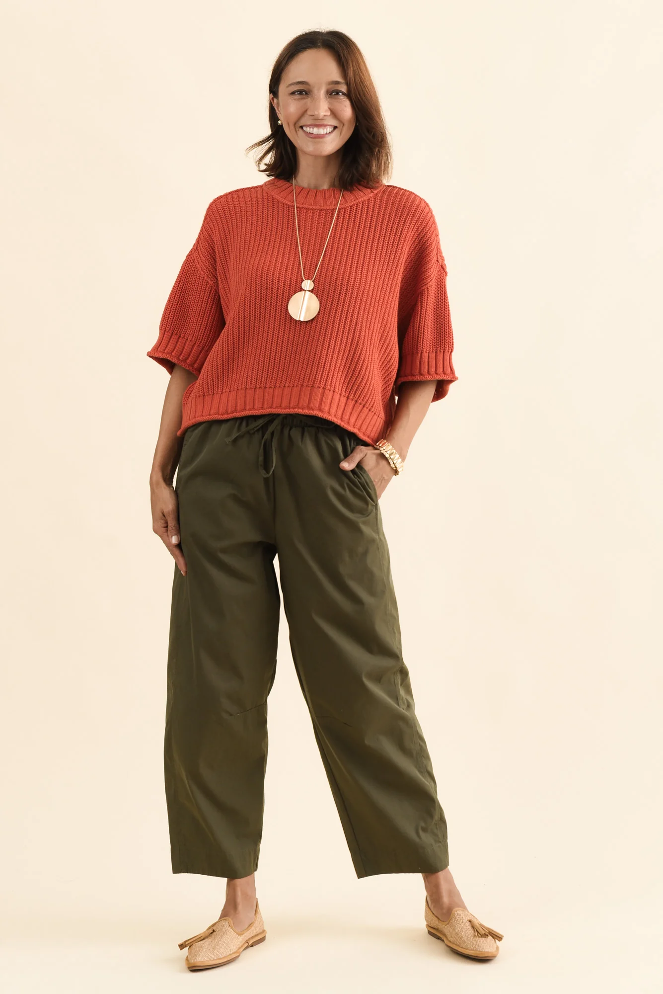 Luela Orange Half Sleeve Knit Jumper - Image 2