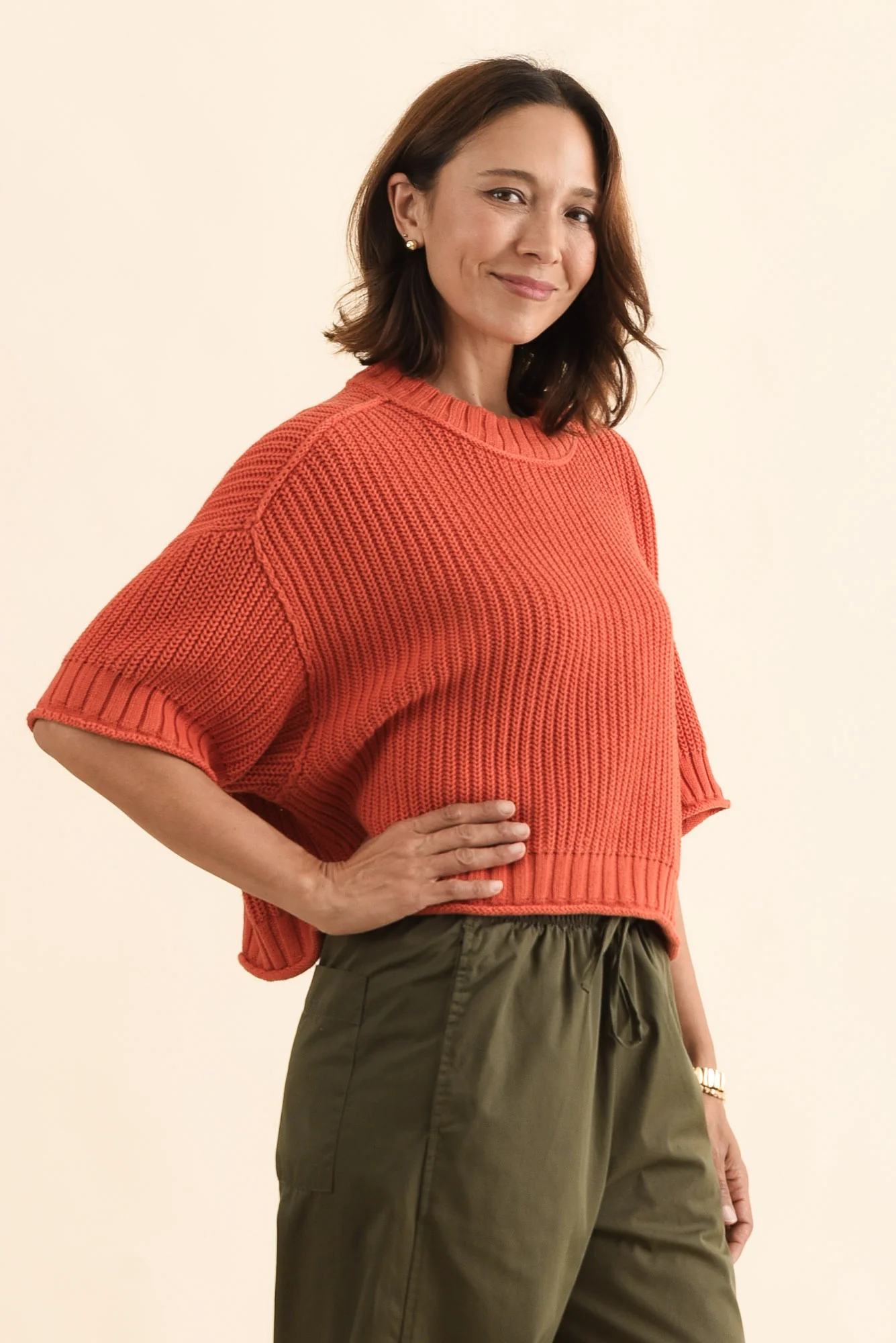 Luela Orange Half Sleeve Knit Jumper - Image 3