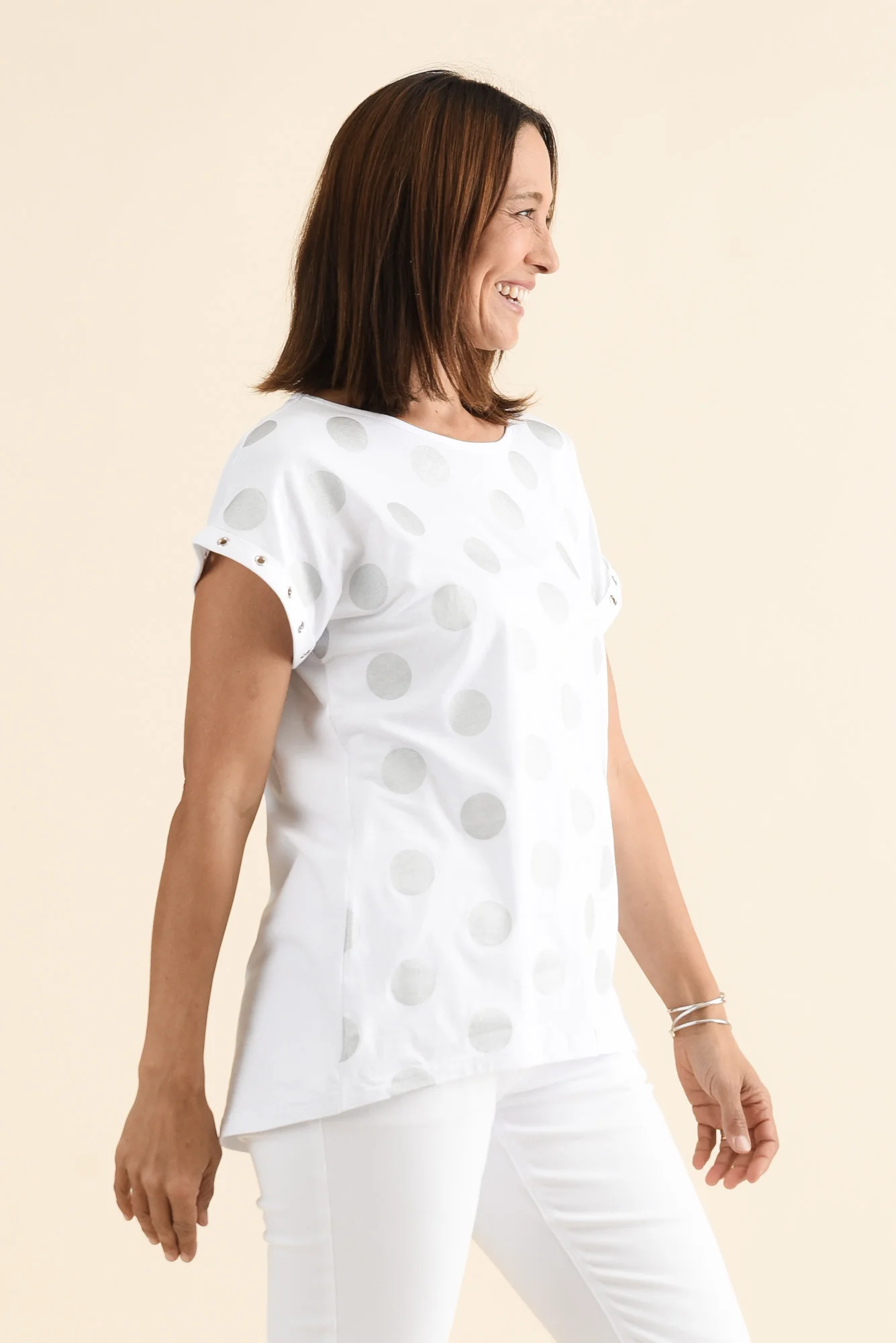 Lumi White Foil Spot Cotton Tee - Image 3