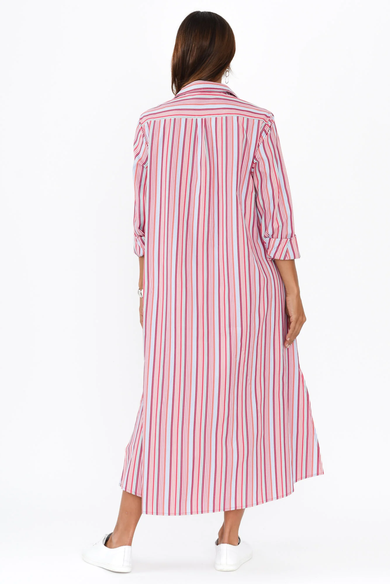 Lunella Red Stripe Cotton Blend Dress - Image 4
