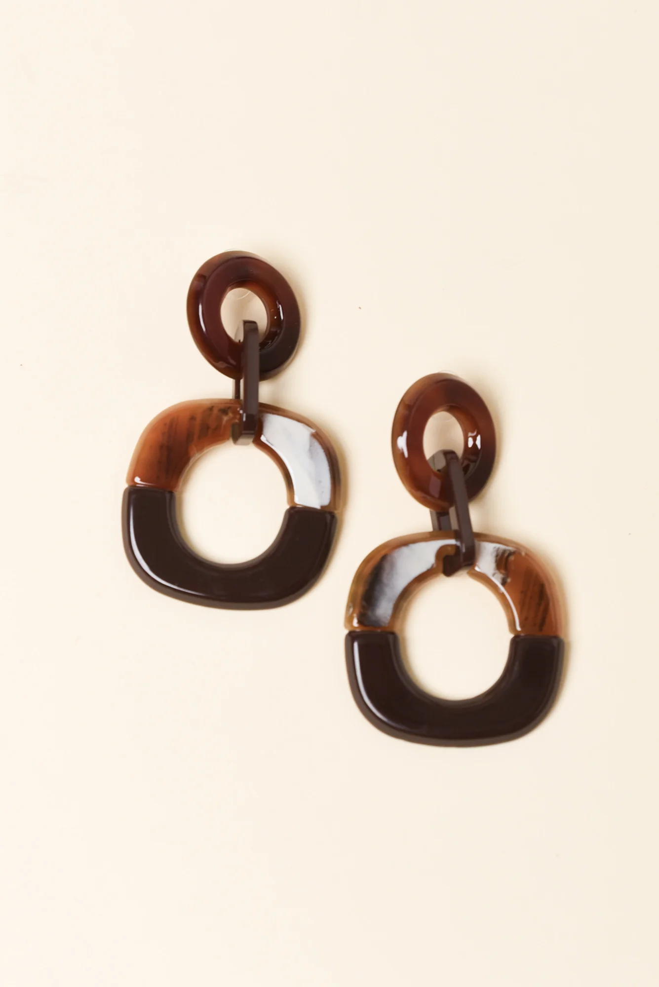 Lydalia Brown Geo Resin Drop Earrings