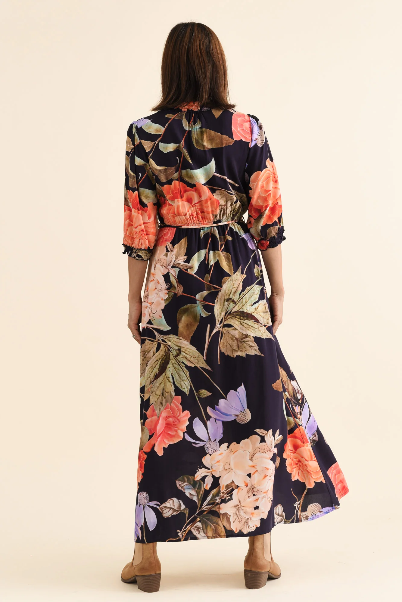 Lyria Navy Floral Tie Dress - Image 4