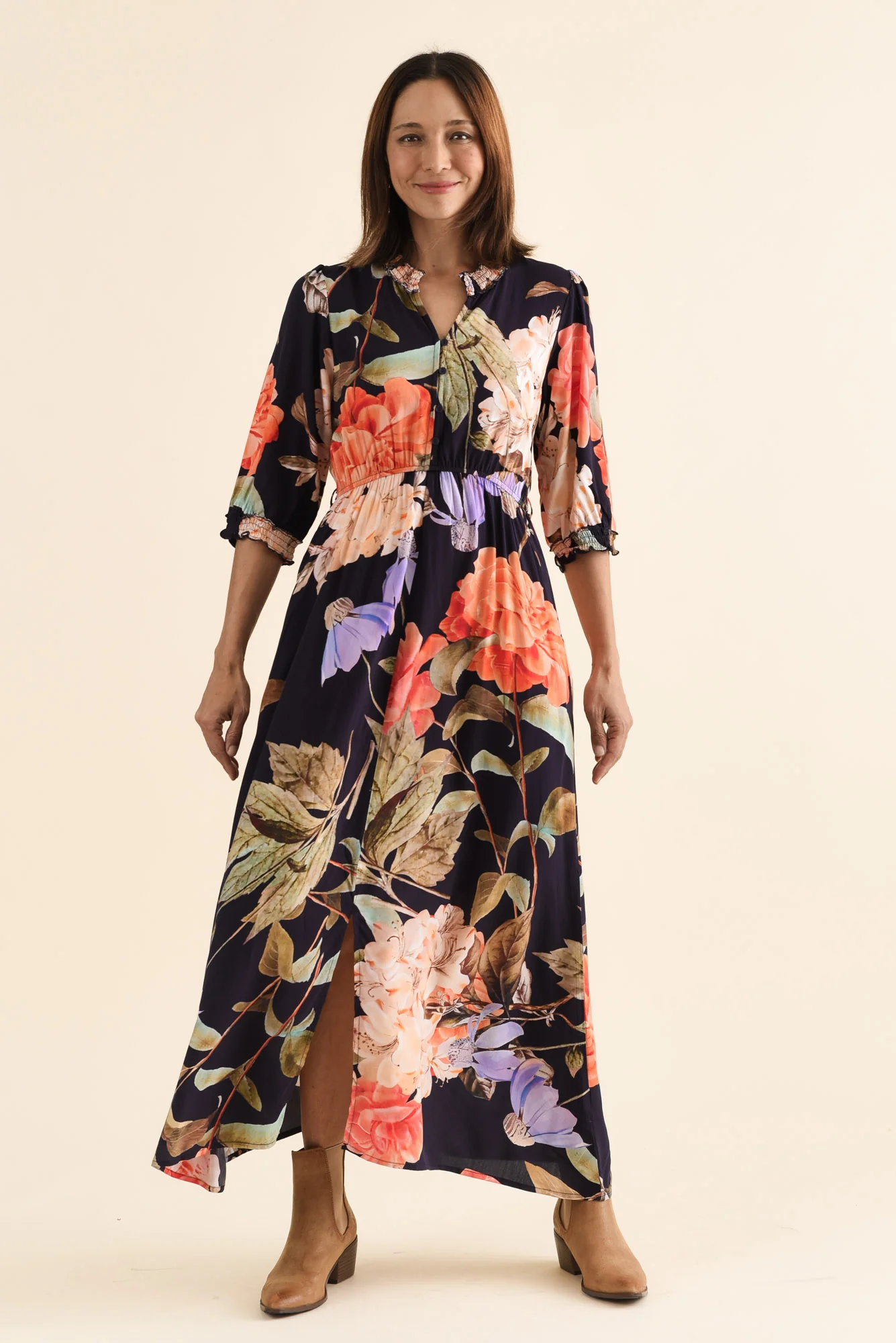 Lyria Navy Floral Tie Dress - Image 6