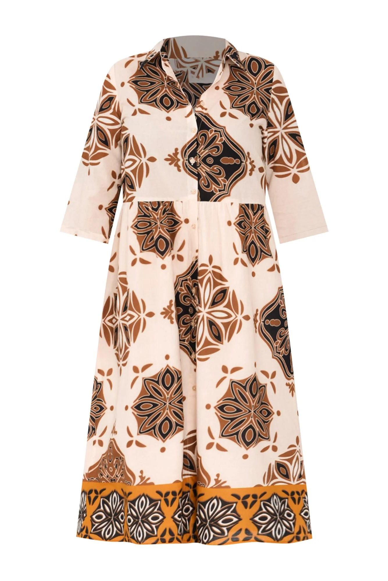 Madelina Brown Mosaic Cotton Dress - Image 2