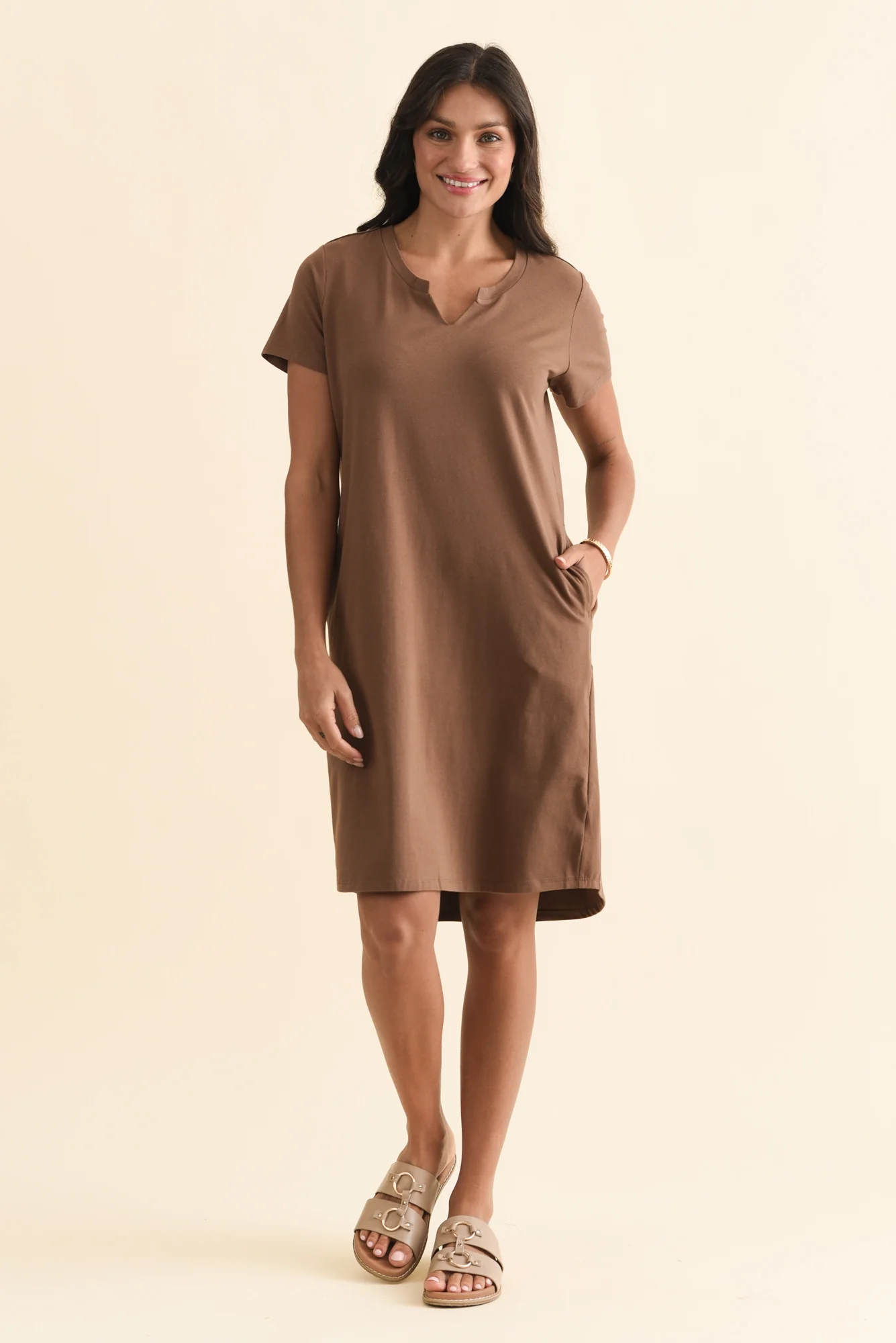 Mandy Chocolate Cotton Tee Dress - Image 2