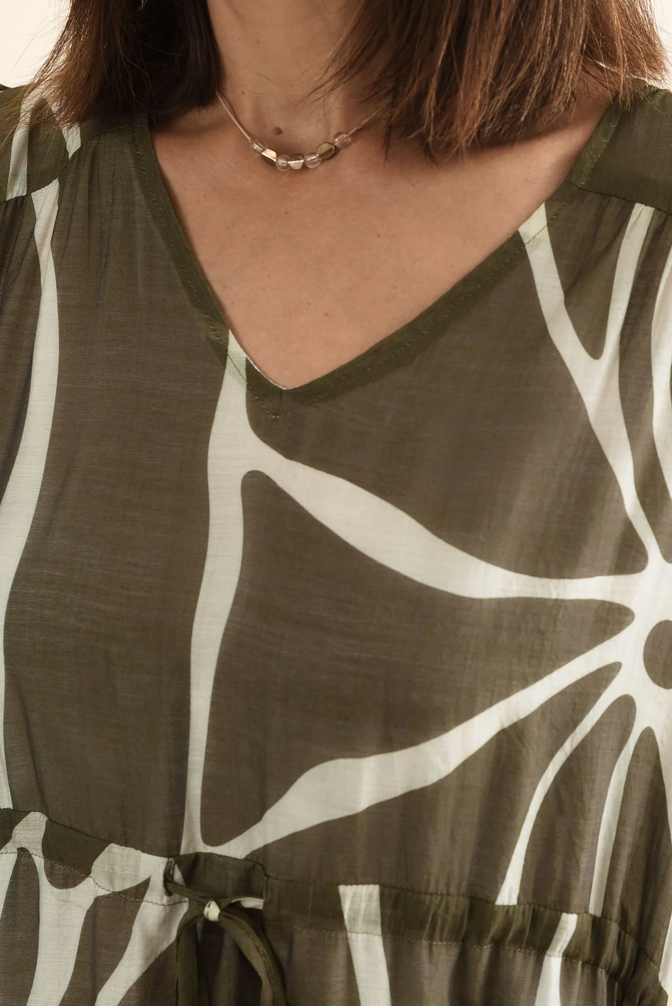 Mareli Khaki Abstract Tie Dress - Image 5