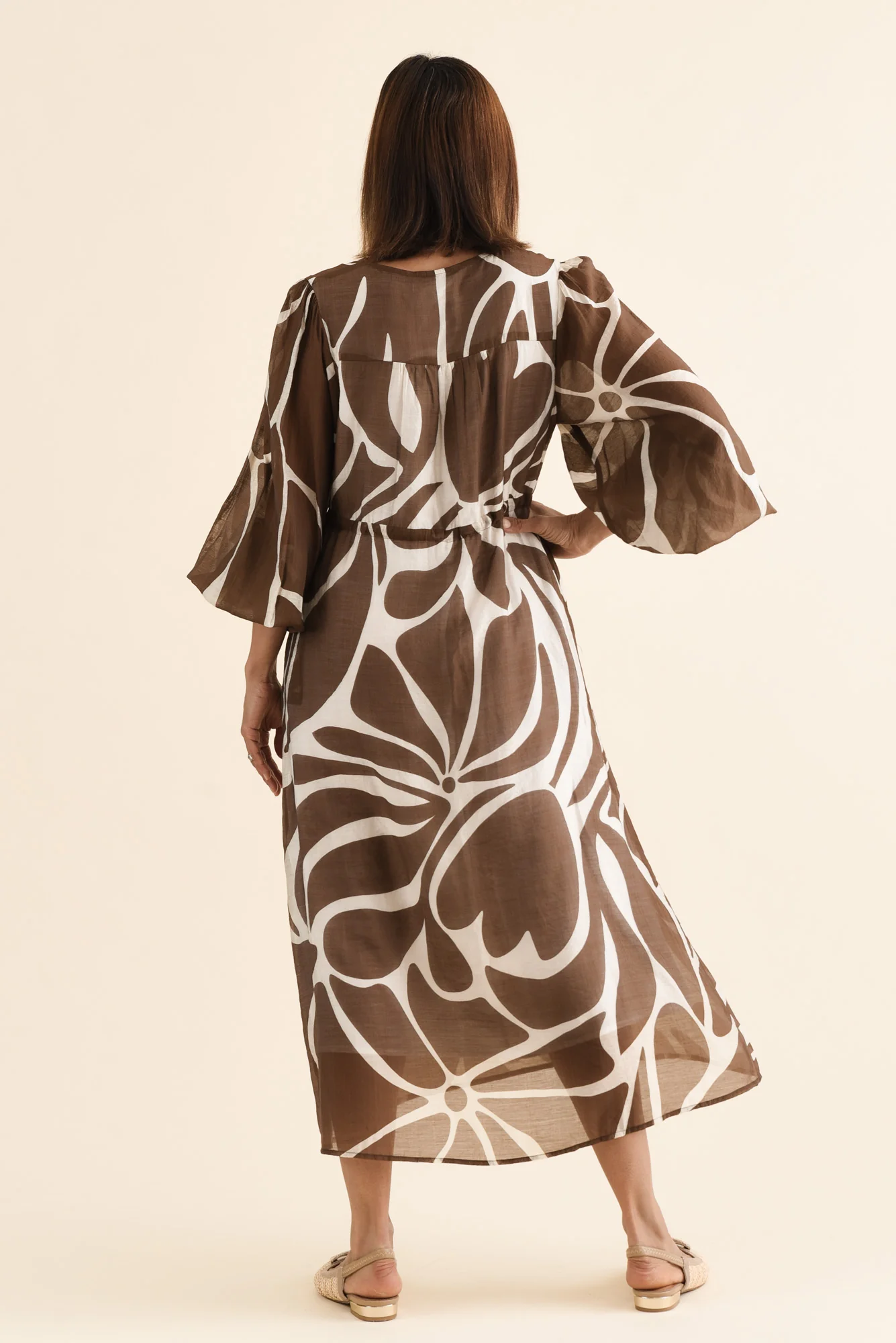 Mareli Mocha Abstract Tie Dress - Image 4