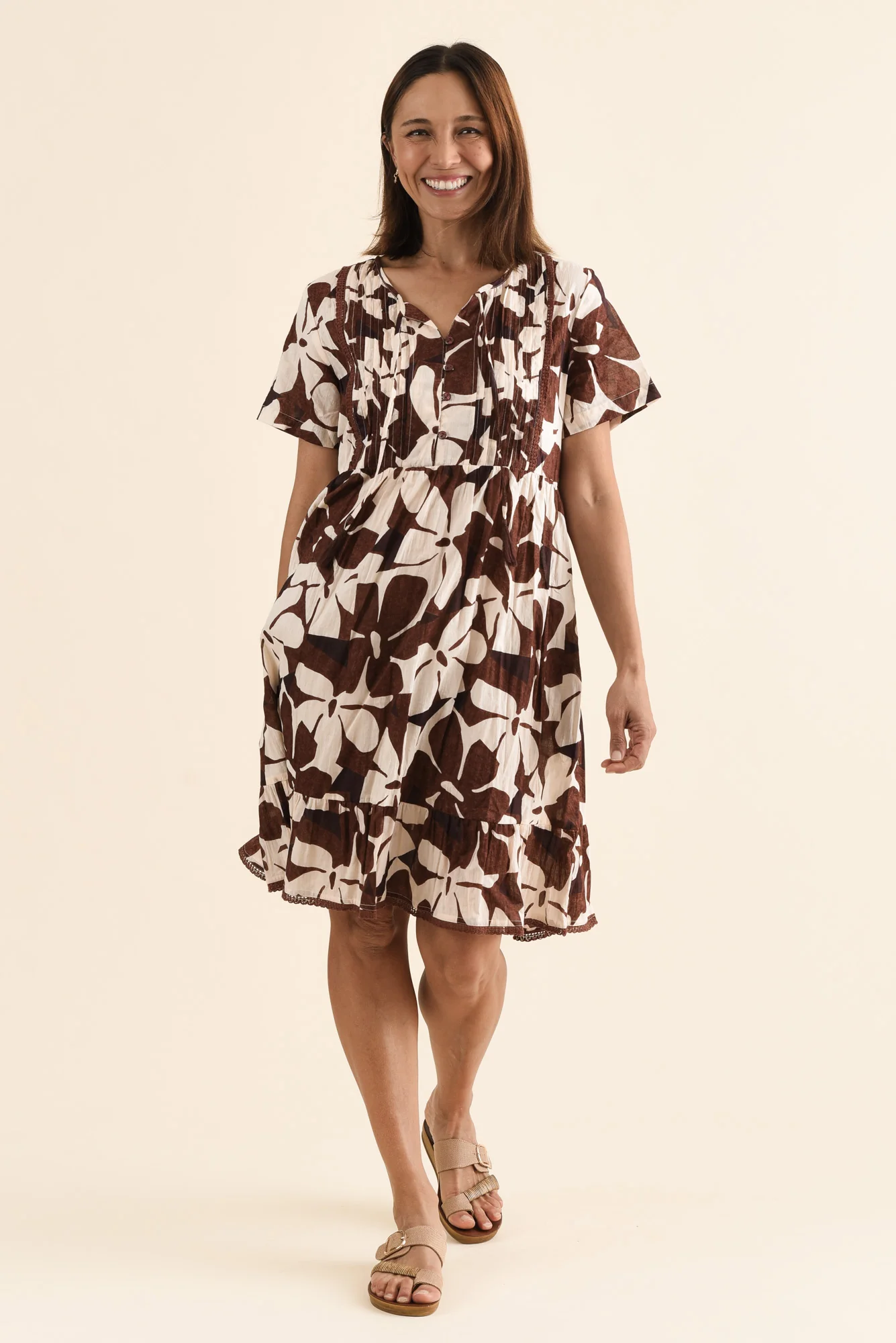 Marisol Chocolate Garden Crinkle Cotton Dress - Image 6
