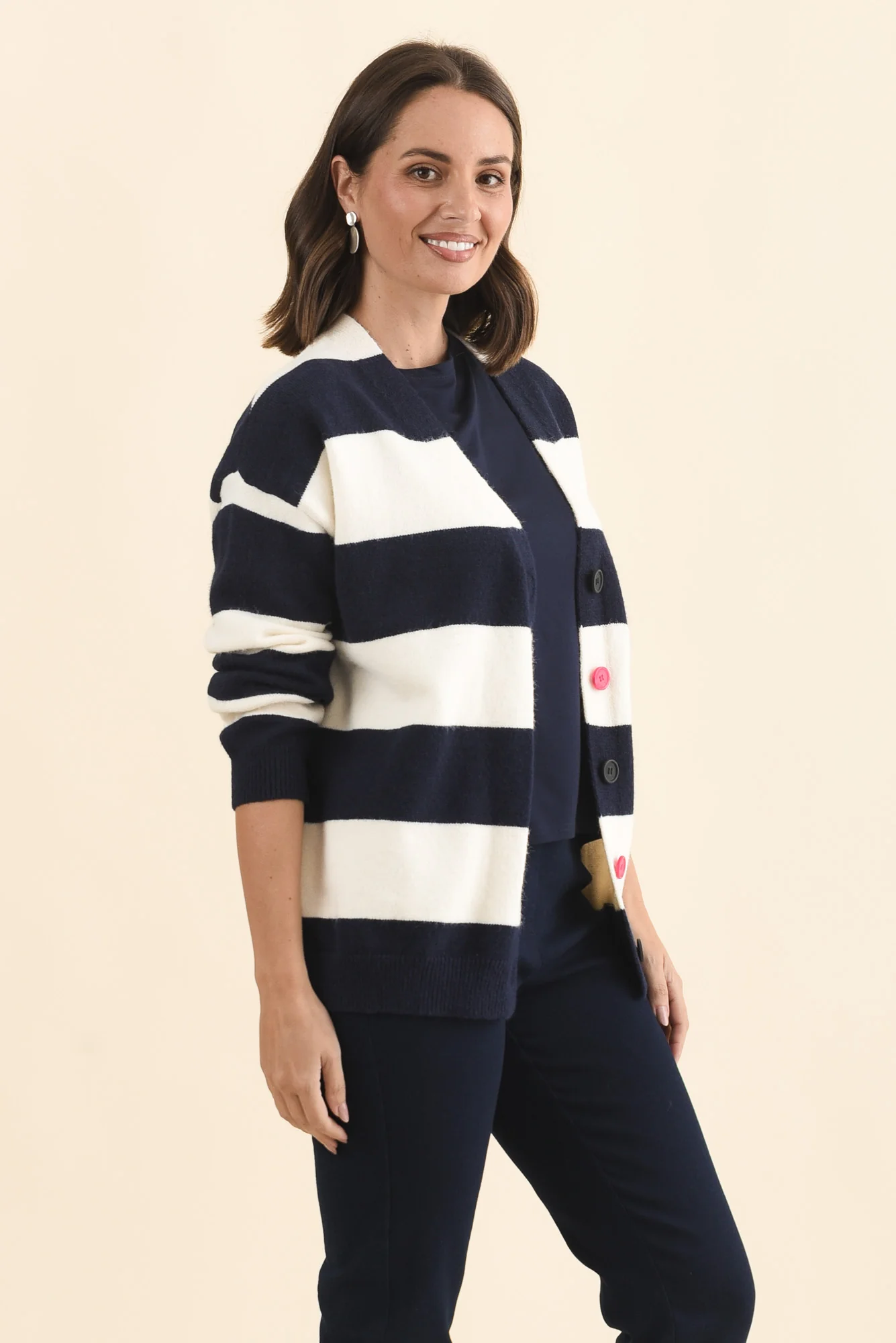 Maybelle Navy Stripe Knit Cardigan - Image 3