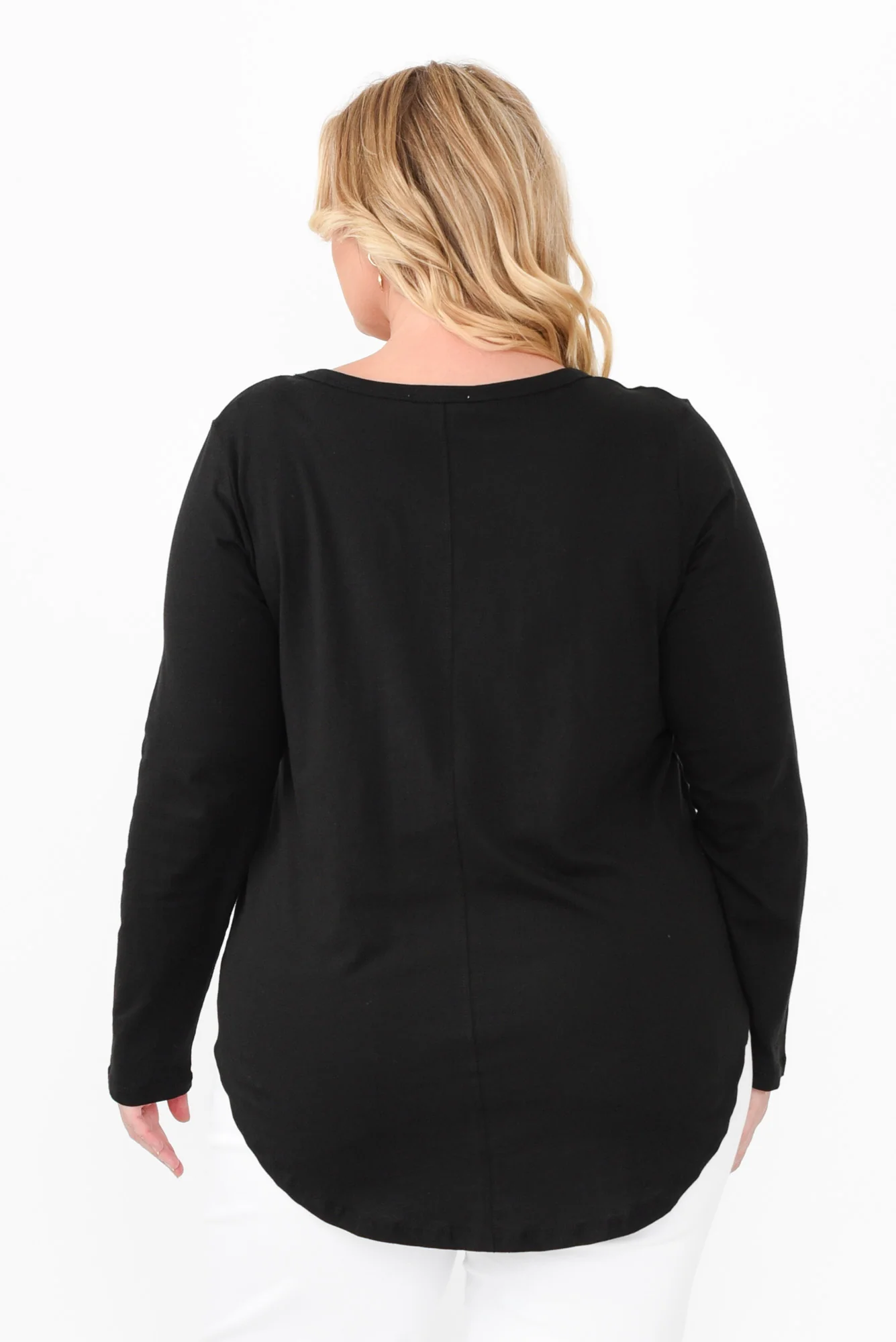 Megan Black Cotton Long Sleeve Top - Image 10