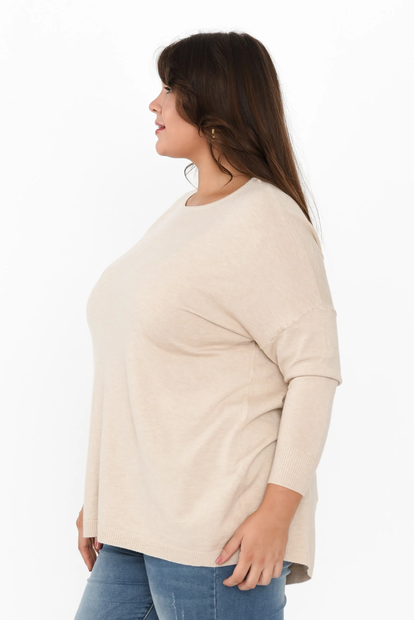 Meryl Beige Wool Blend Drape Jumper - Image 10