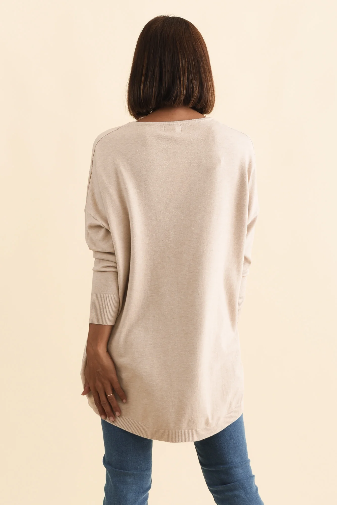 Meryl Beige Wool Blend Drape Jumper - Image 5