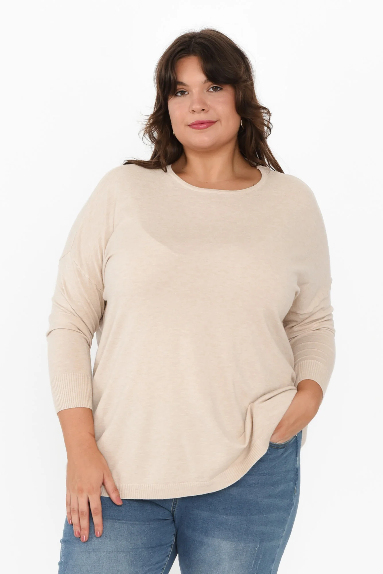 Meryl Beige Wool Blend Drape Jumper - Image 8