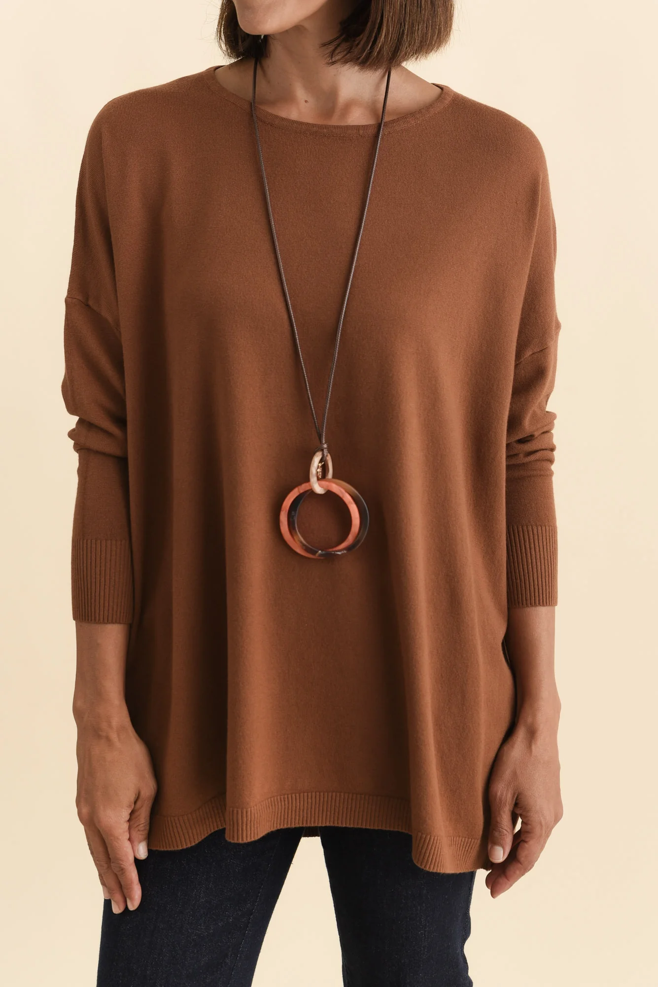 Meryl Chocolate Wool Blend Drape Jumper - Image 11