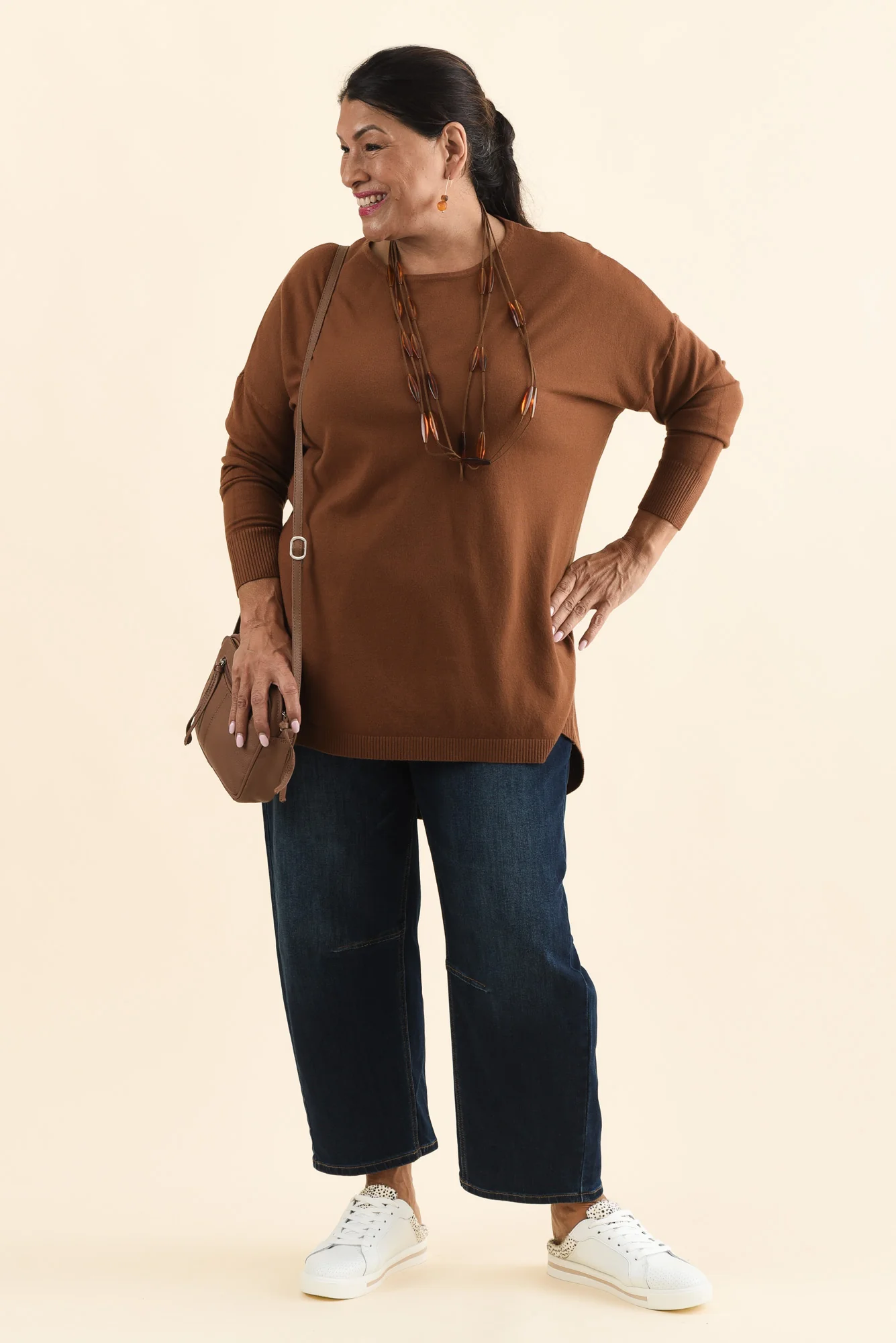 Meryl Chocolate Wool Blend Drape Jumper - Image 4