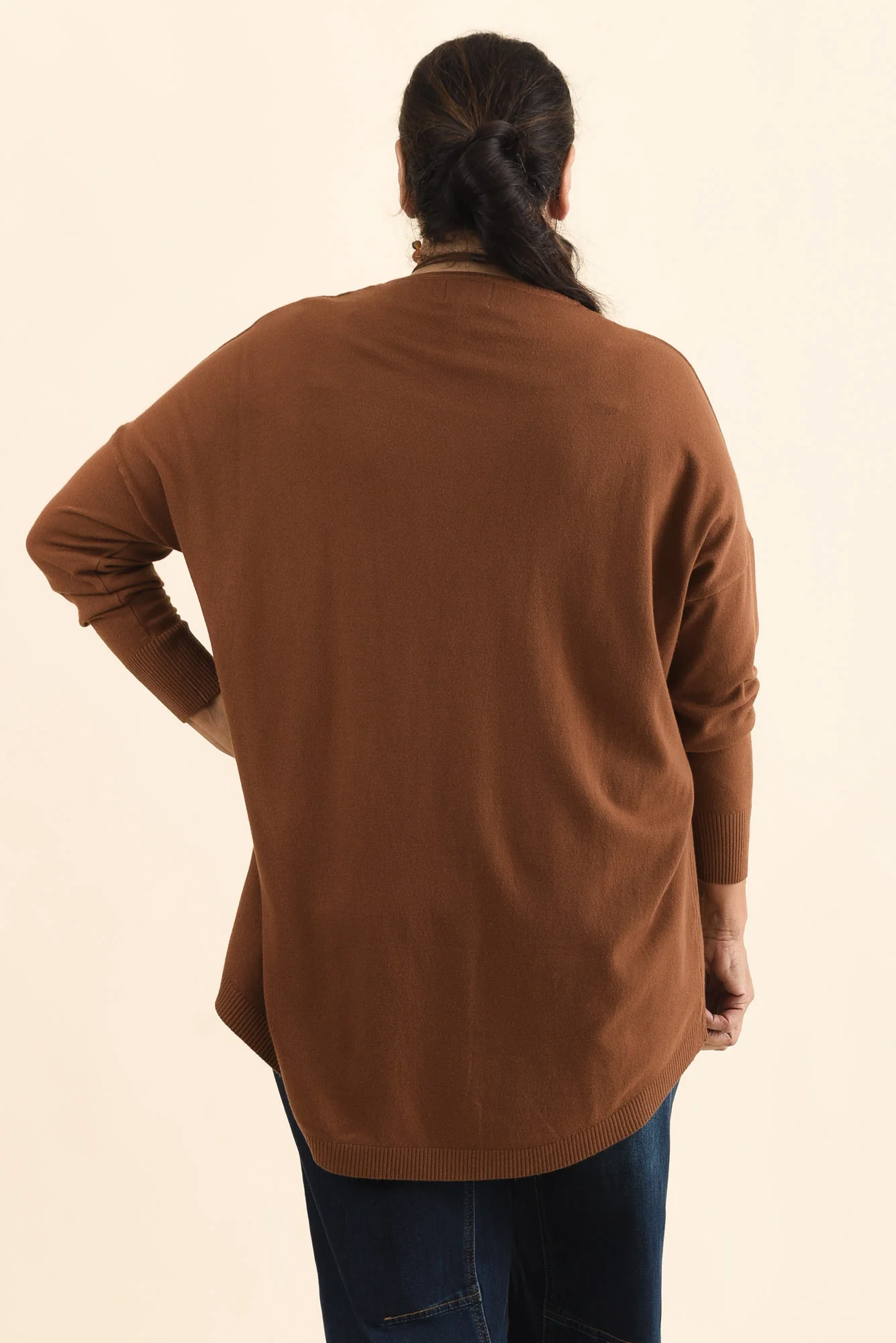 Meryl Chocolate Wool Blend Drape Jumper - Image 6
