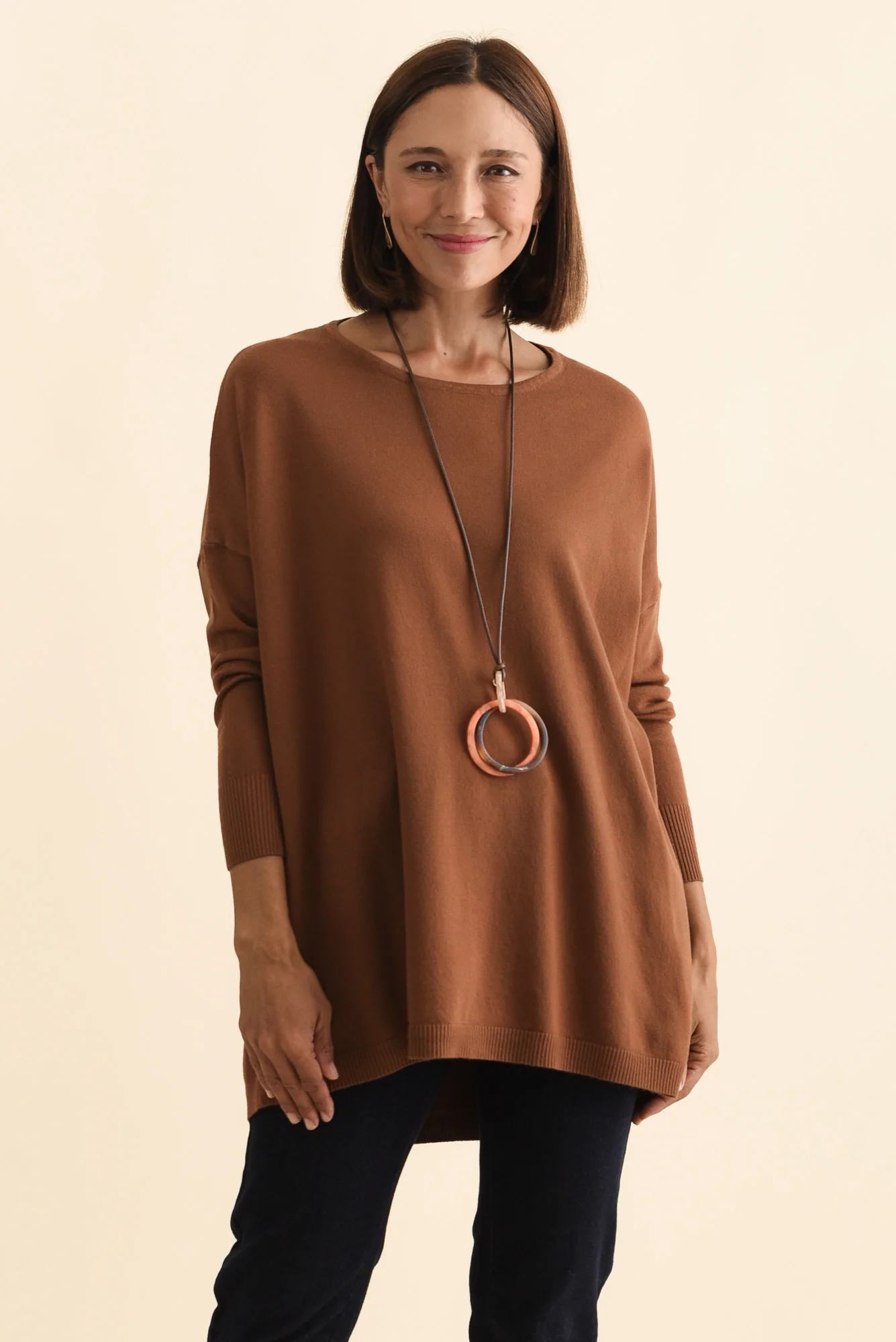 Meryl Chocolate Wool Blend Drape Jumper - Image 7