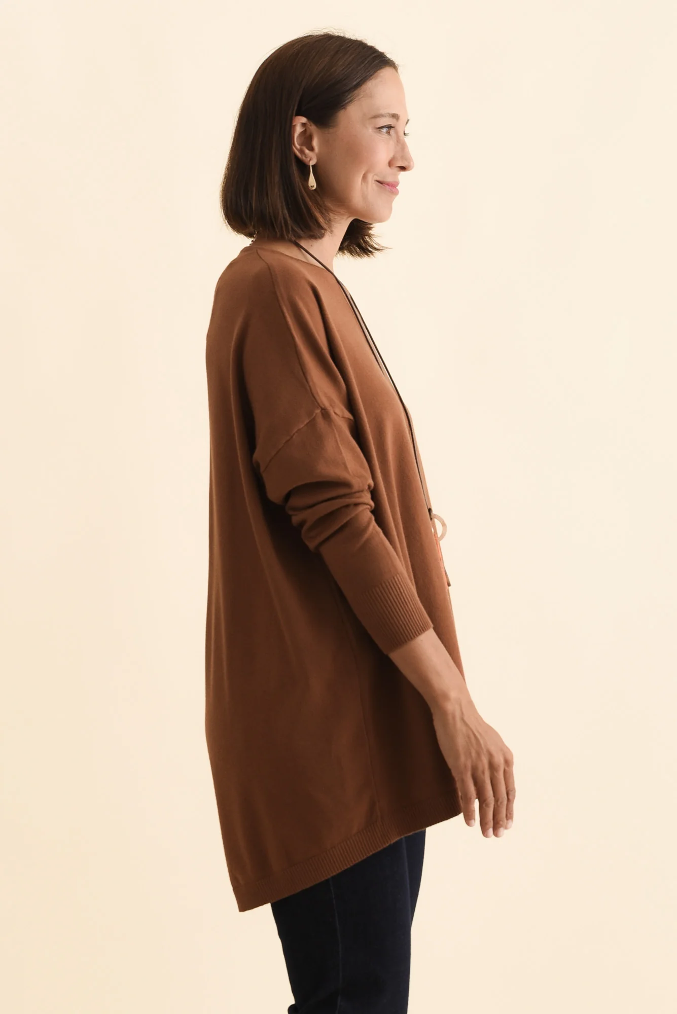 Meryl Chocolate Wool Blend Drape Jumper - Image 9
