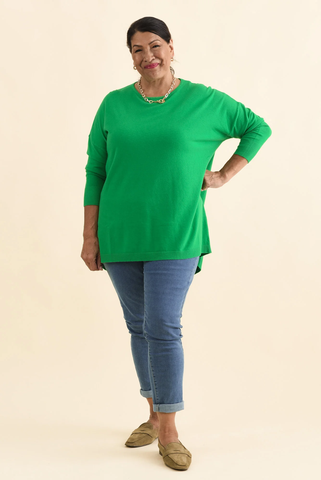 Meryl Forest Green Wool Blend Drape Jumper - Image 10