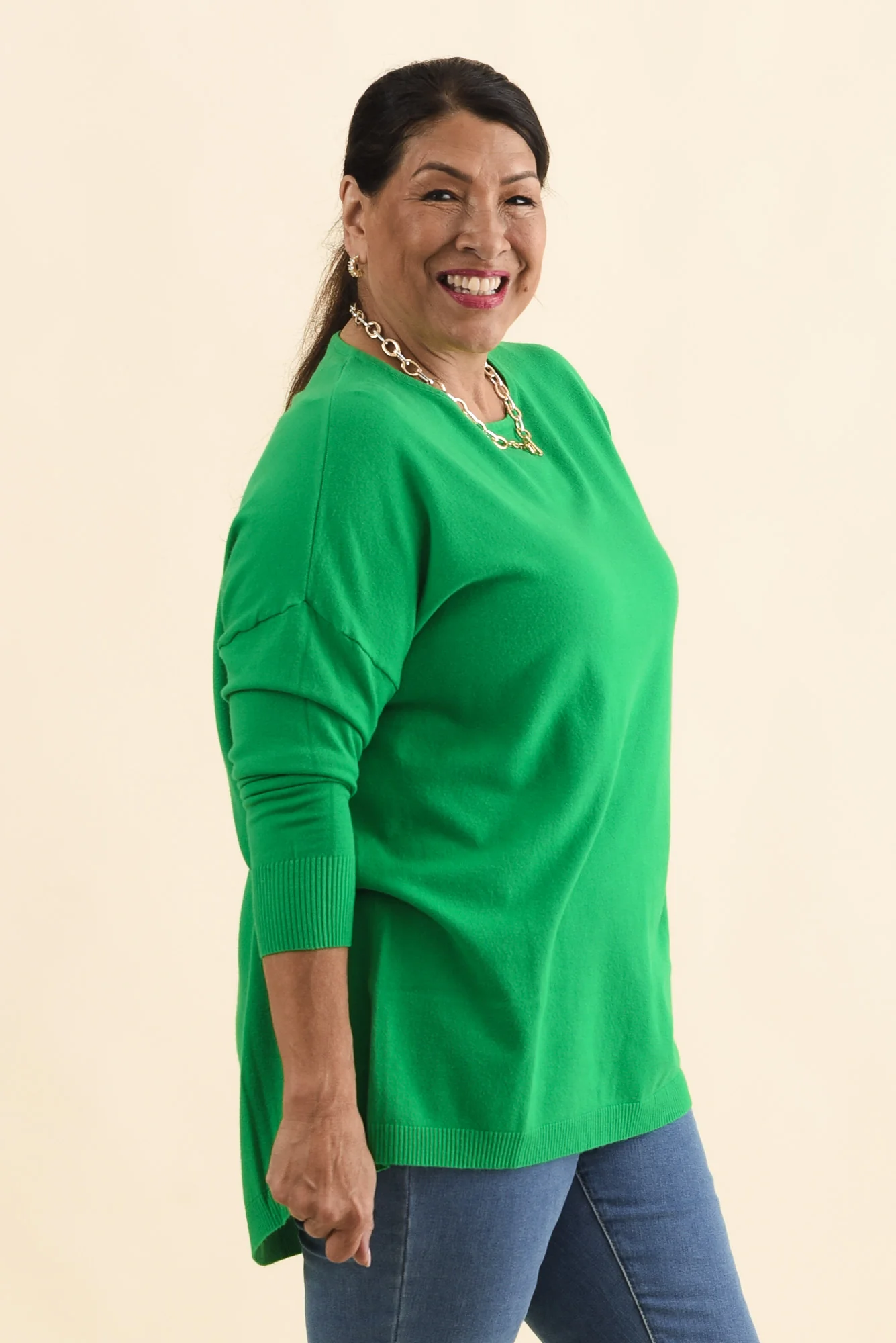 Meryl Forest Green Wool Blend Drape Jumper - Image 11