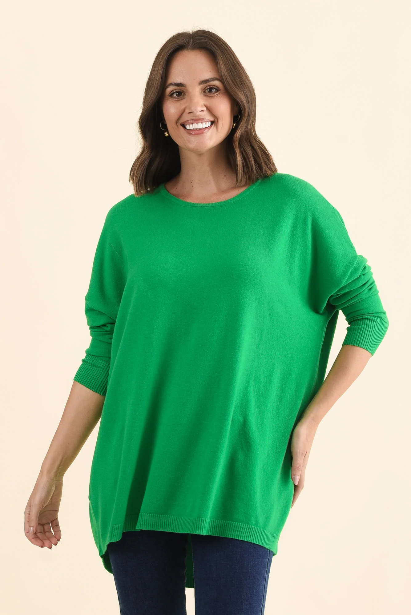 Meryl Forest Green Wool Blend Drape Jumper - Image 3