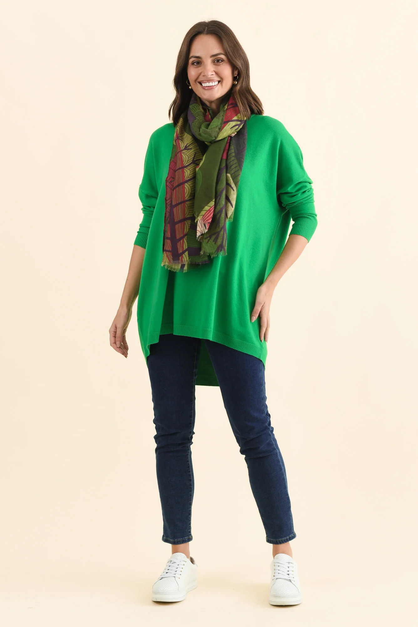 Meryl Forest Green Wool Blend Drape Jumper - Image 4