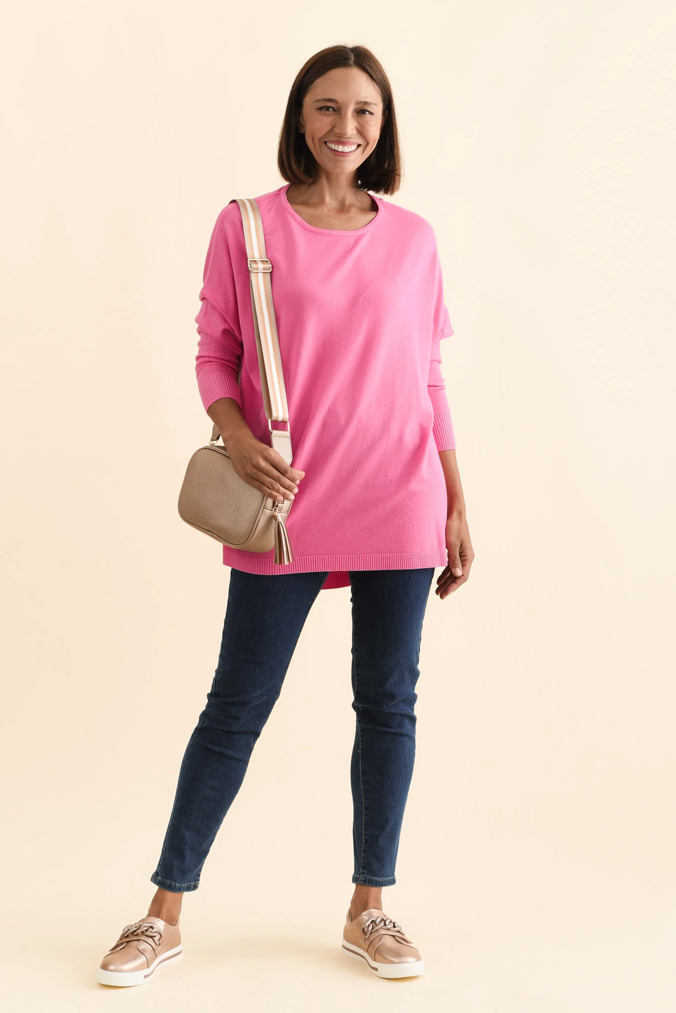 Meryl Hot Pink Wool Blend Drape Jumper - Image 4