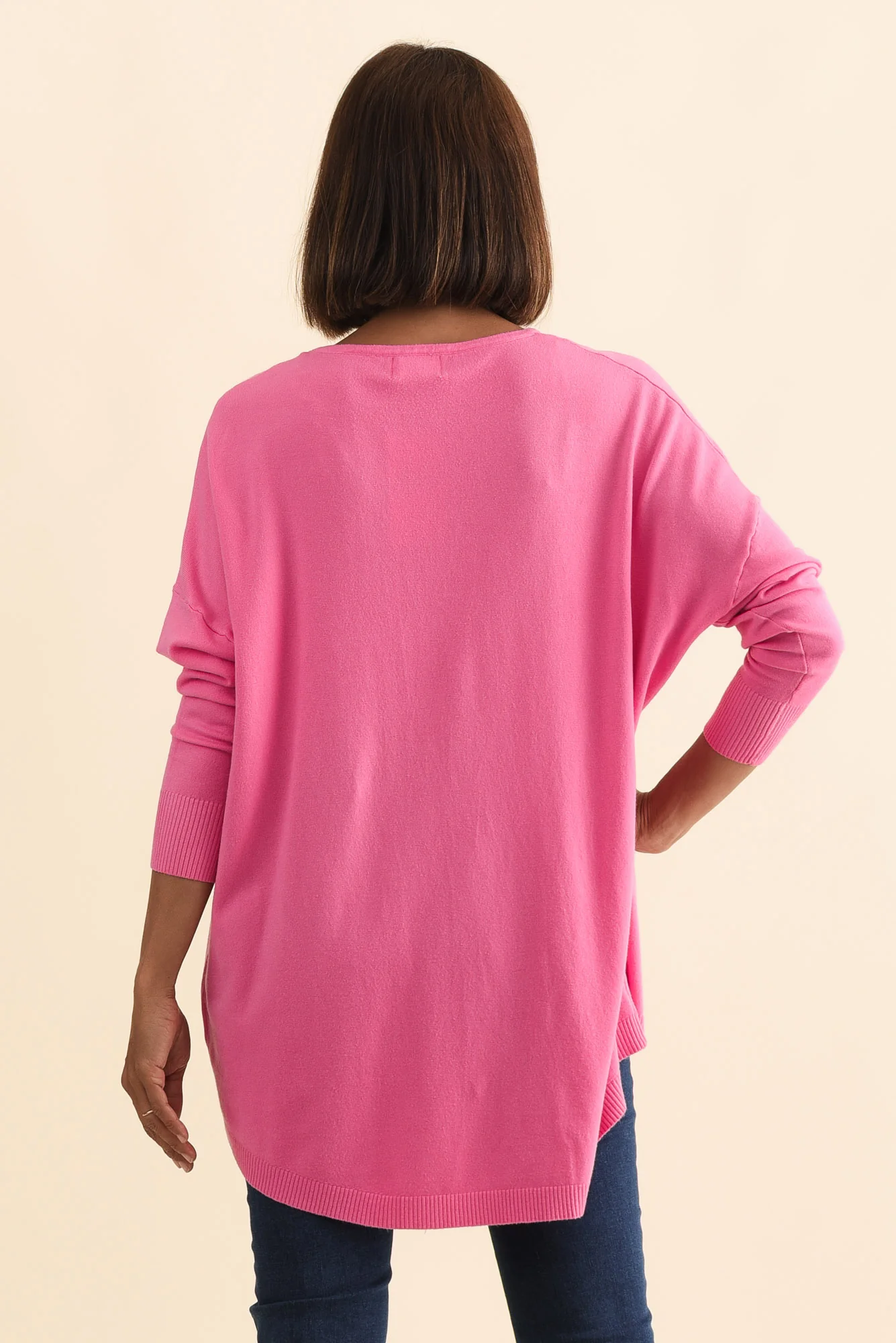 Meryl Hot Pink Wool Blend Drape Jumper - Image 6