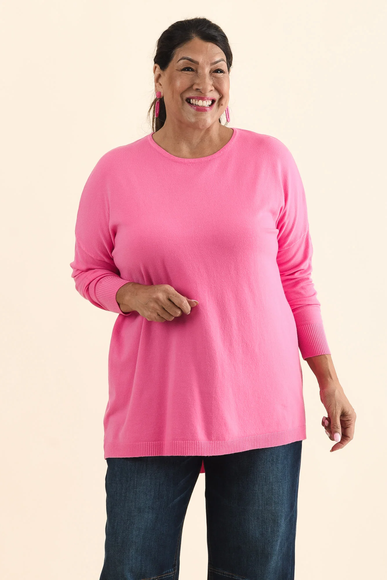 Meryl Hot Pink Wool Blend Drape Jumper - Image 9