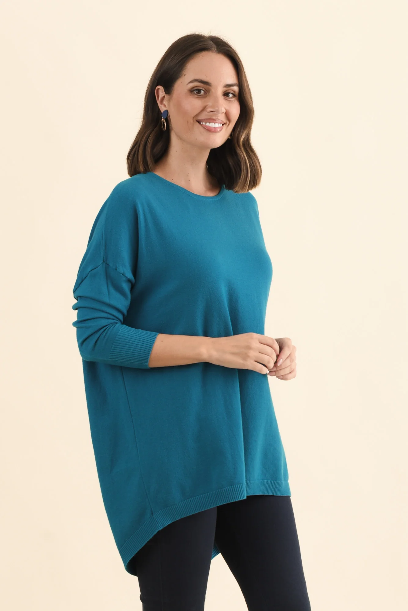 Meryl Teal Wool Blend Drape Jumper - Image 5