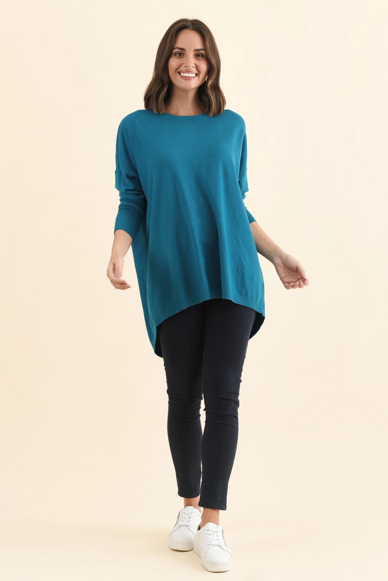 Meryl Teal Wool Blend Drape Jumper - Image 8