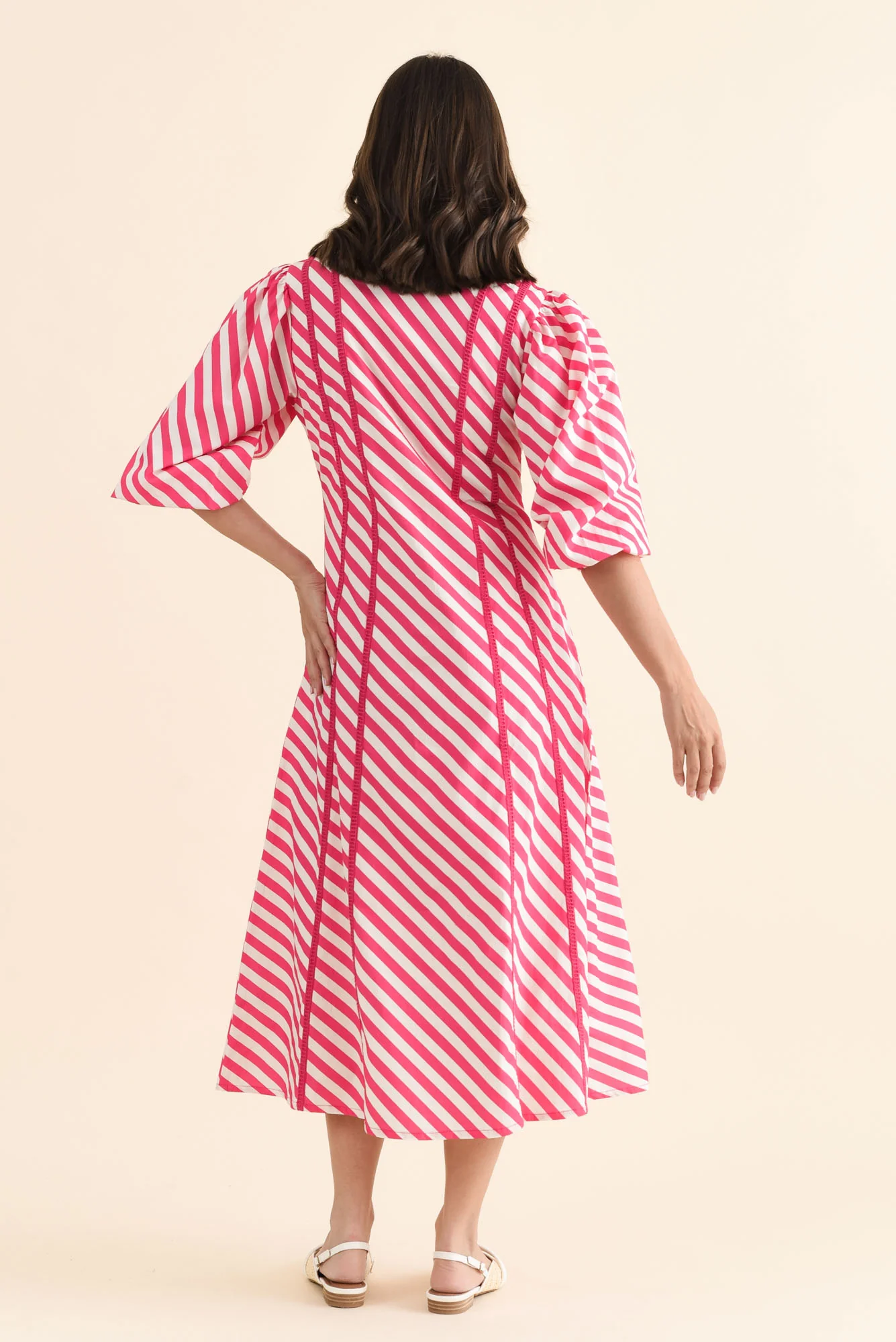 Micah Pink Stripe Cotton Poplin Dress - Image 4