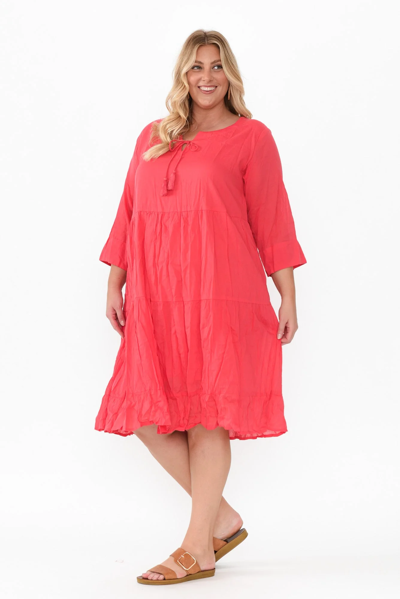 Milana Cherry Crinkle Cotton Dress - Image 10