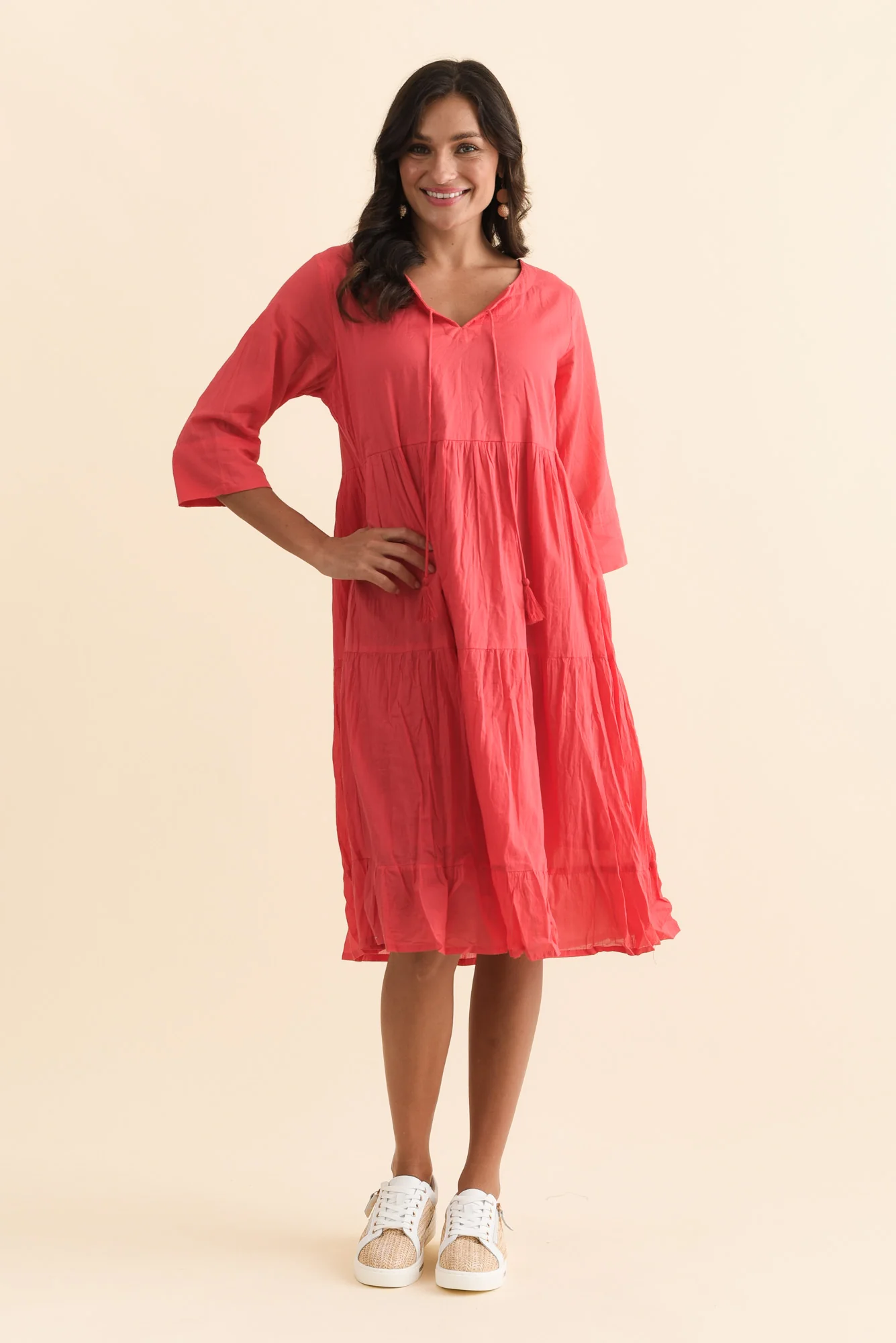 Milana Cherry Crinkle Cotton Dress - Image 4