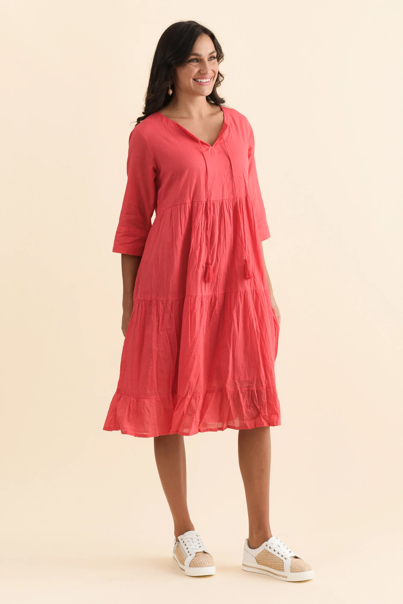 Milana Cherry Crinkle Cotton Dress - Image 5