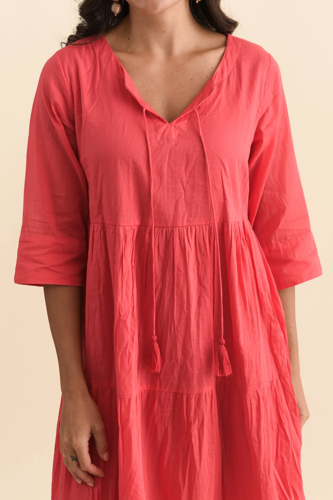 Milana Cherry Crinkle Cotton Dress - Image 7