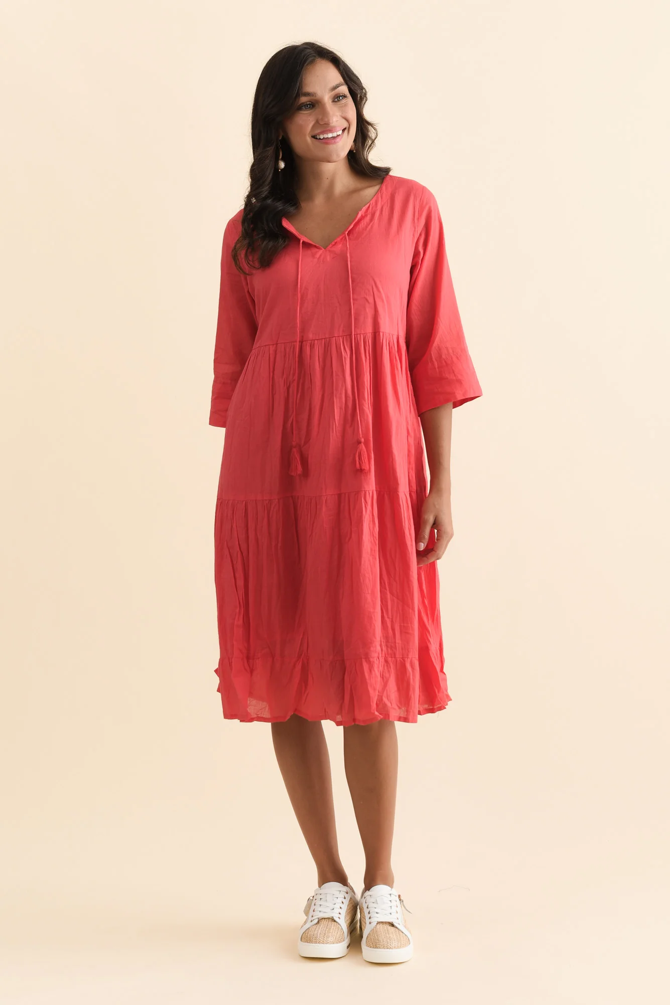 Milana Cherry Crinkle Cotton Dress - Image 8