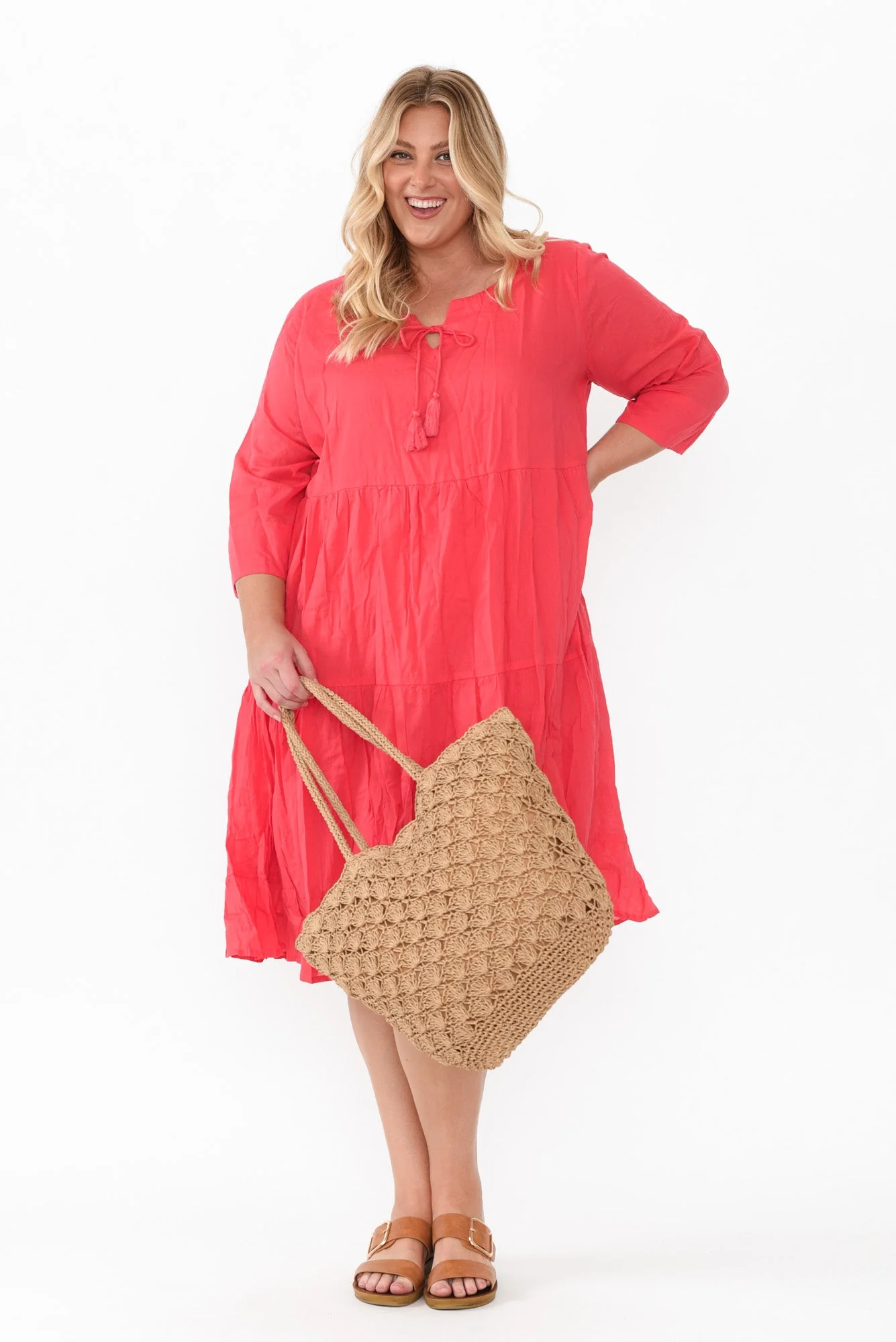 Milana Cherry Crinkle Cotton Dress - Image 9