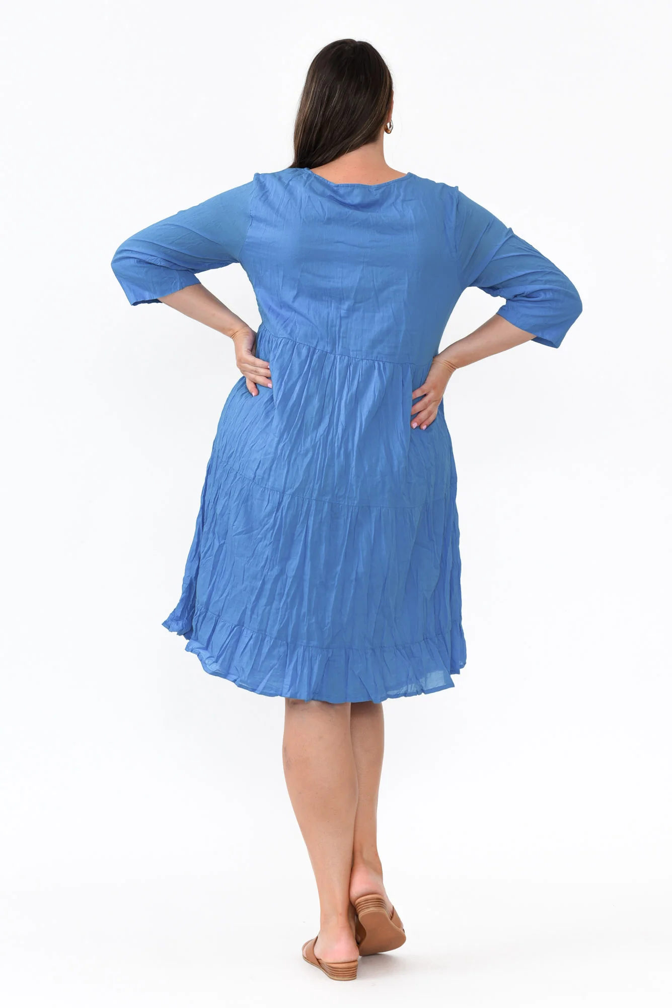 Milana Cobalt Crinkle Cotton Dress - Image 10