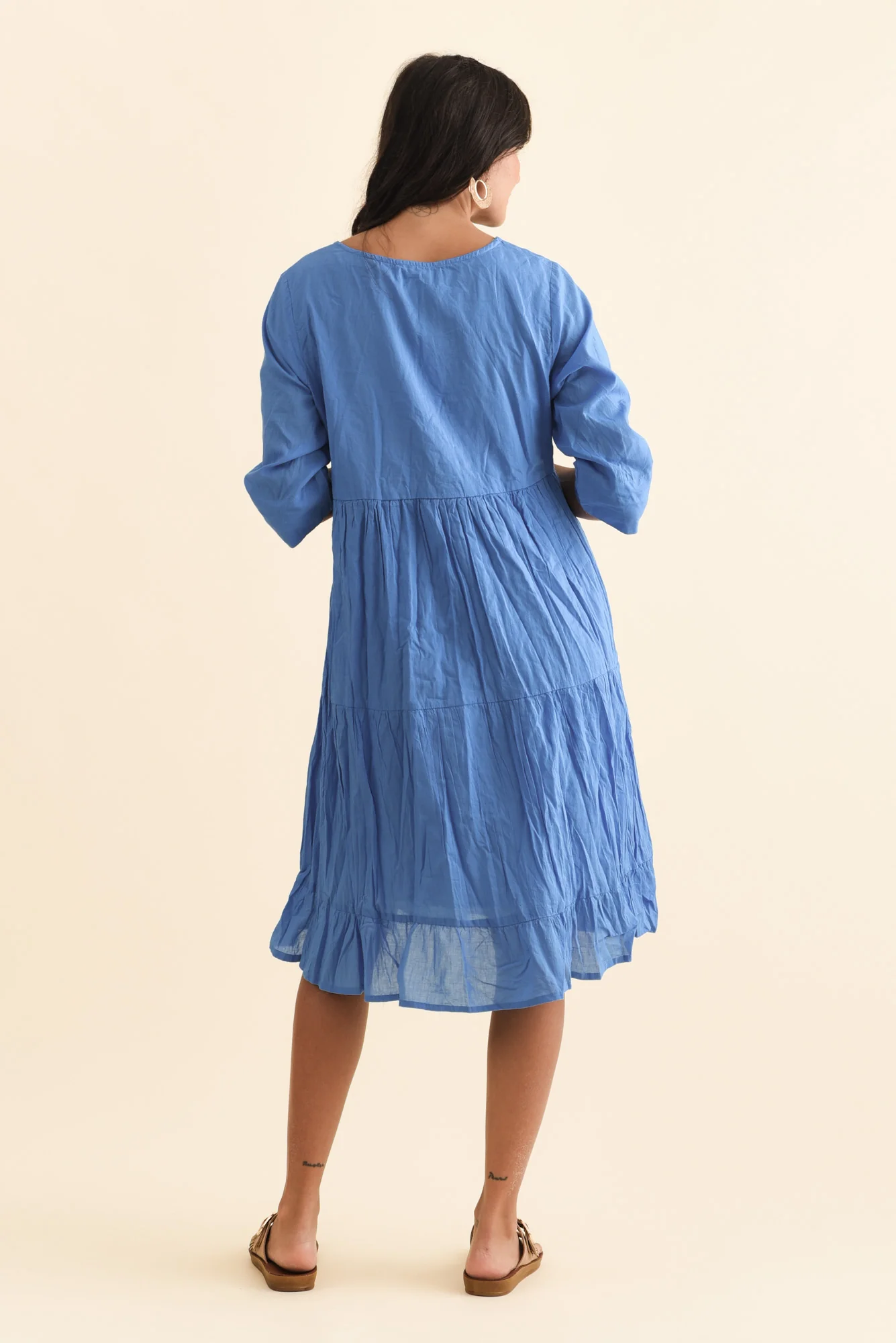 Milana Cobalt Crinkle Cotton Dress - Image 5