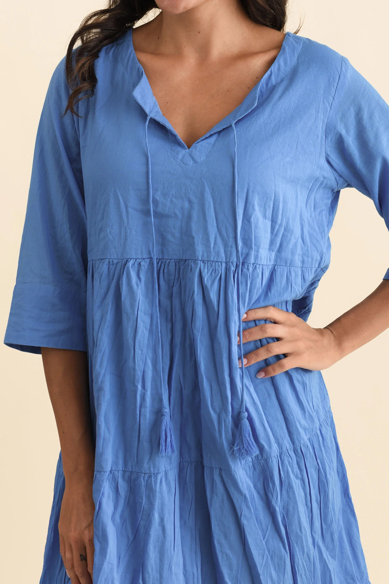 Milana Cobalt Crinkle Cotton Dress - Image 6