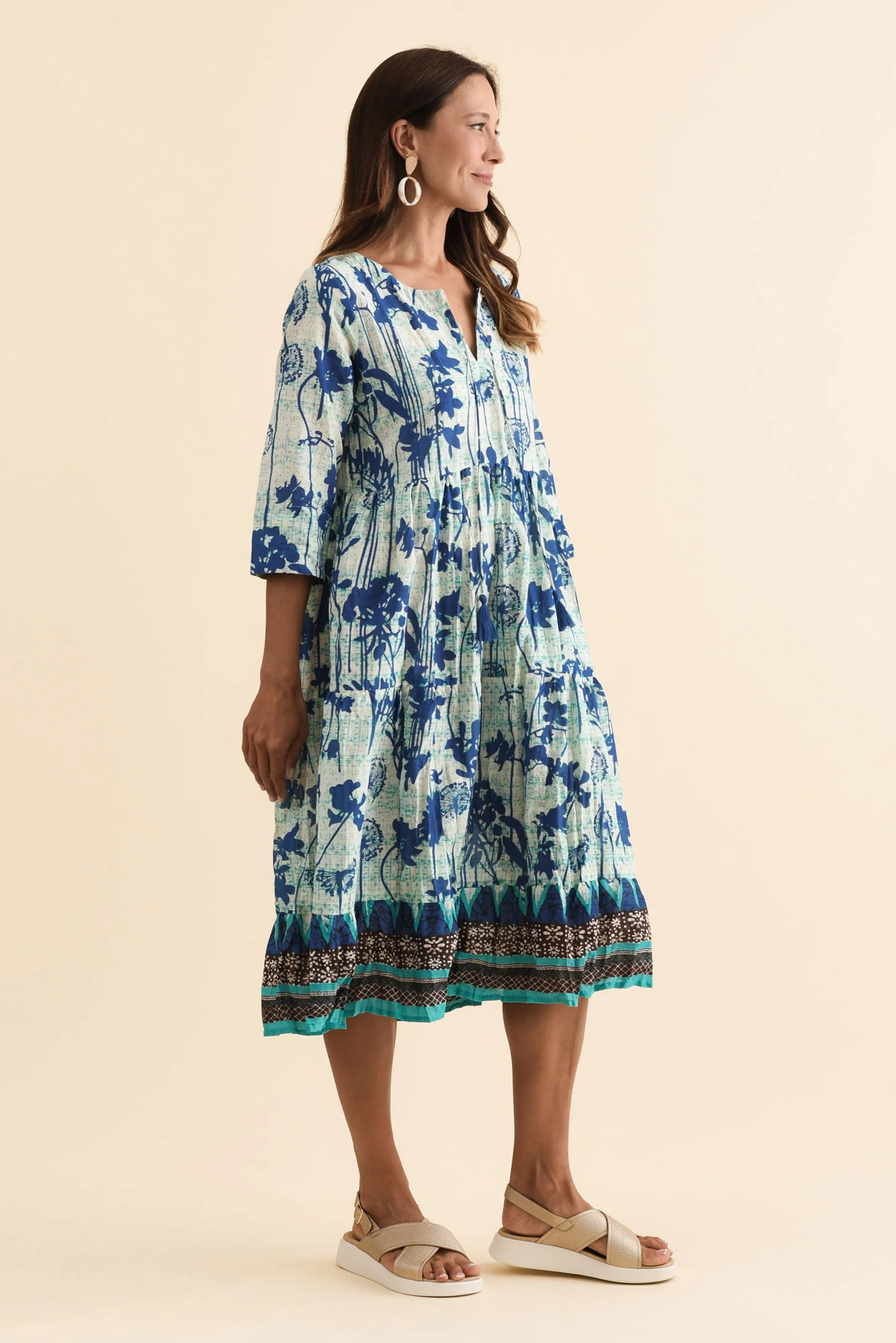 Milana Cobalt Dandelion Crinkle Cotton Dress - Image 5