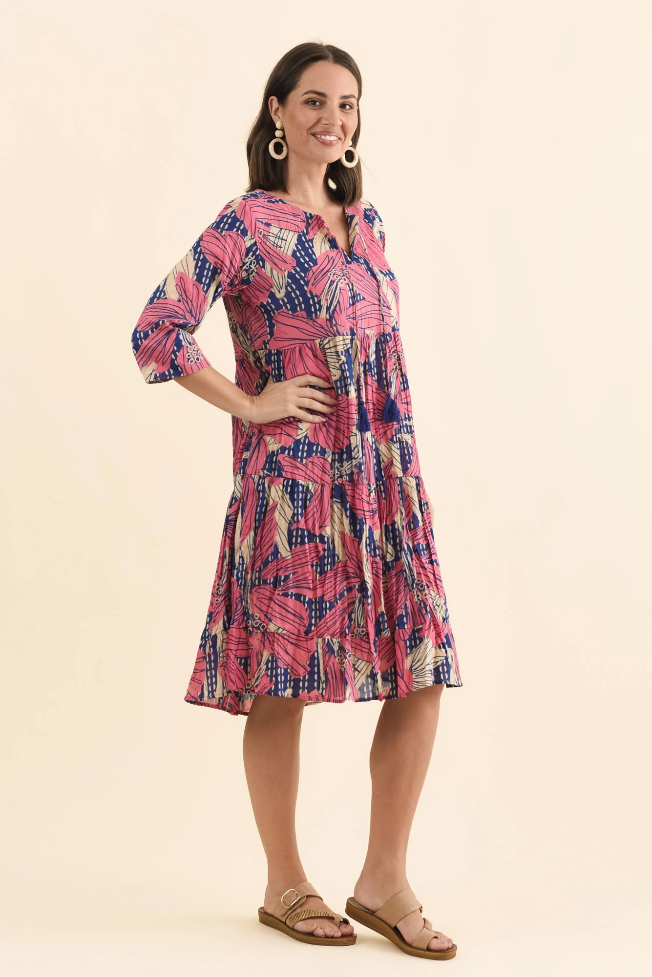 Milana Pink Lily Crinkle Cotton Dress - Image 4