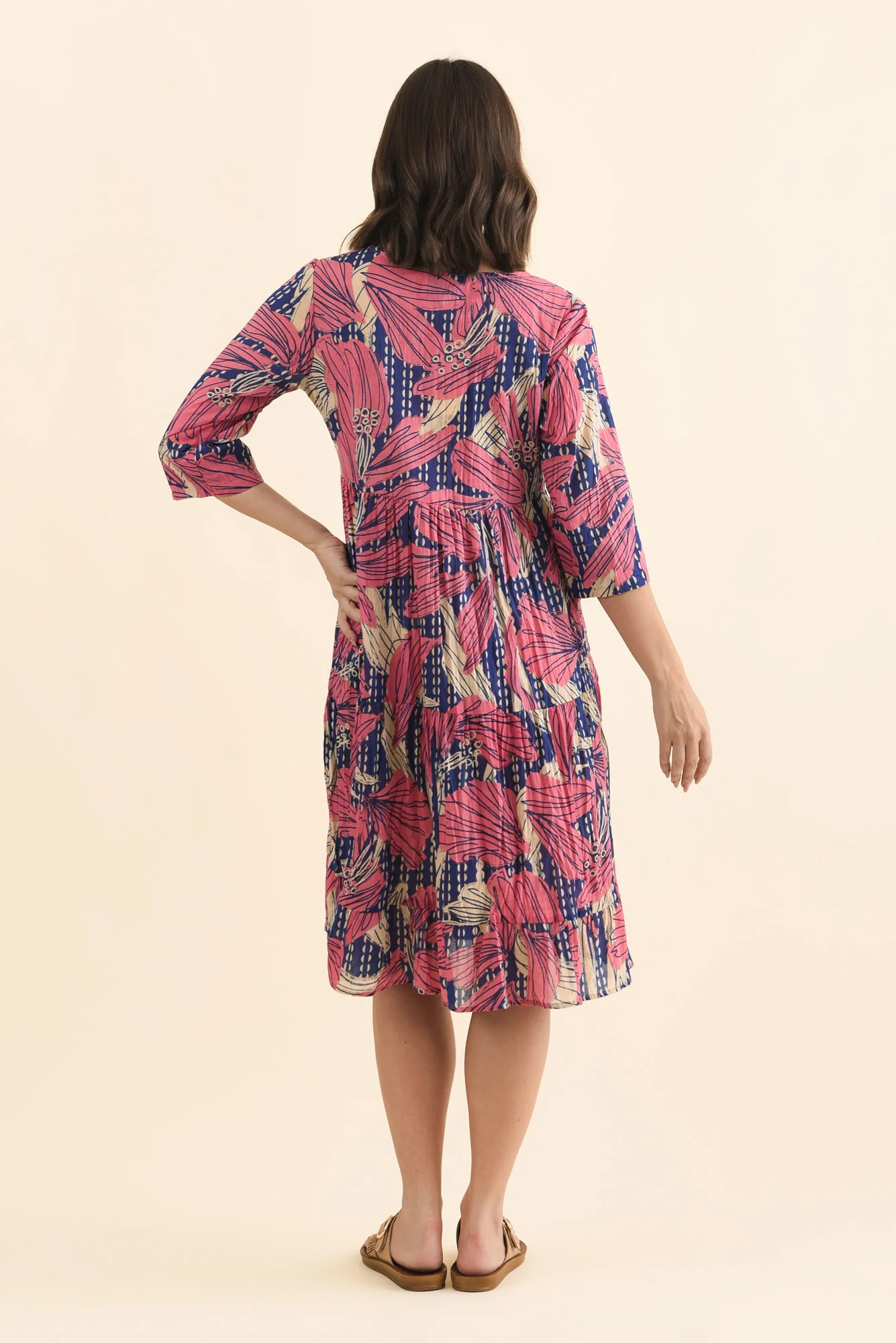 Milana Pink Lily Crinkle Cotton Dress - Image 5