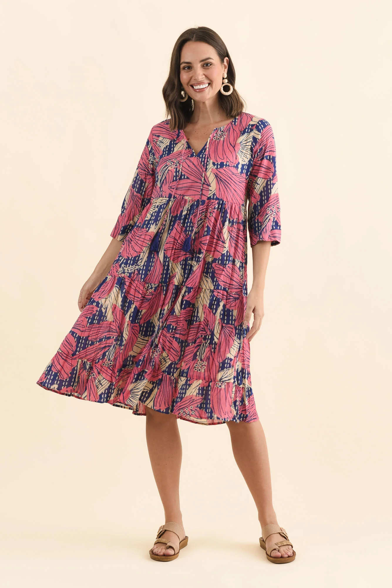 Milana Pink Lily Crinkle Cotton Dress - Image 7