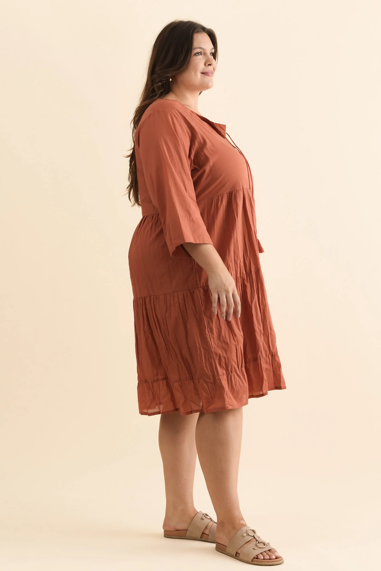 Milana Rust Crinkle Cotton Dress - Image 10