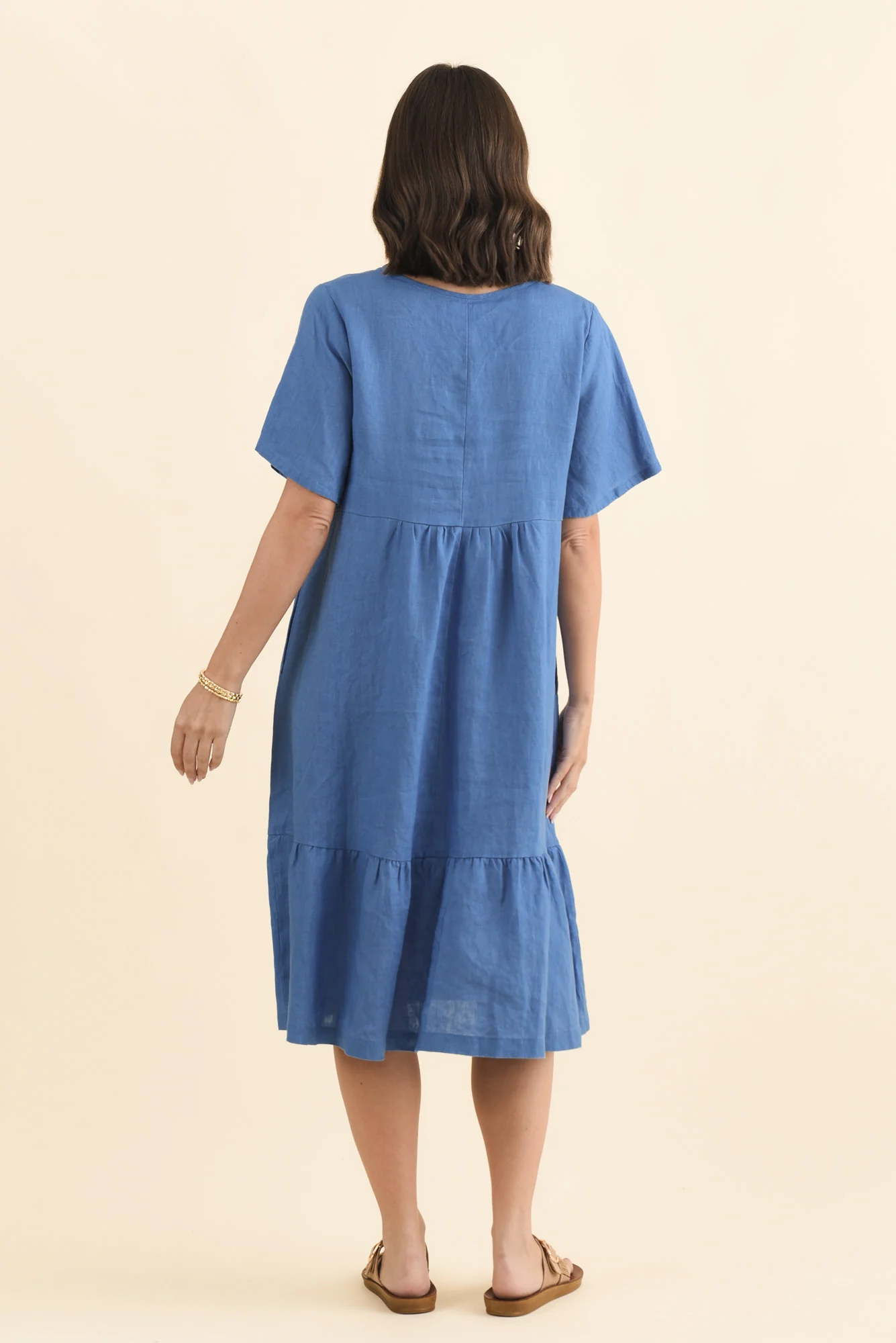 Miller Blue Linen Tiered Dress - Image 5